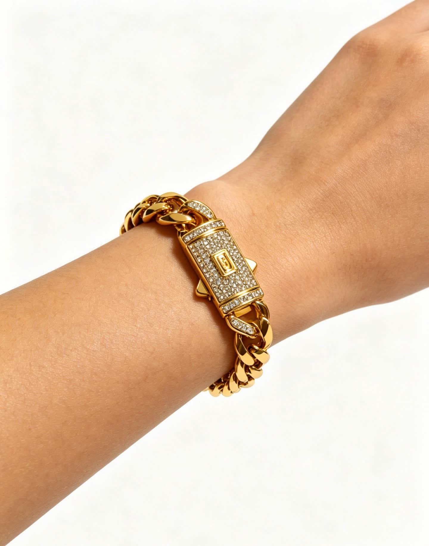 Cartier Gold-Plated Bracelet with Diamond Clasp
