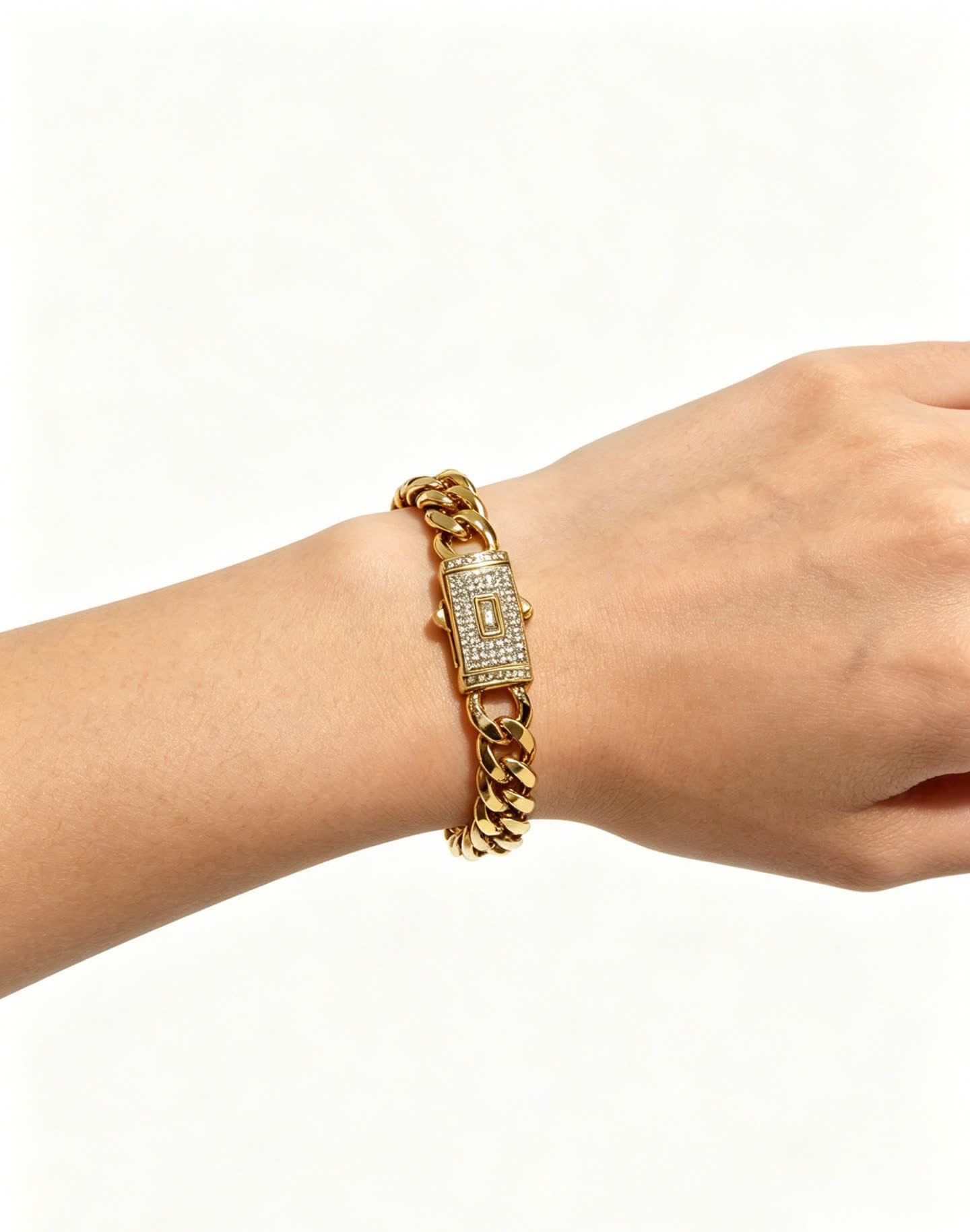 Cartier Gold-Plated Bracelet with Diamond Clasp
