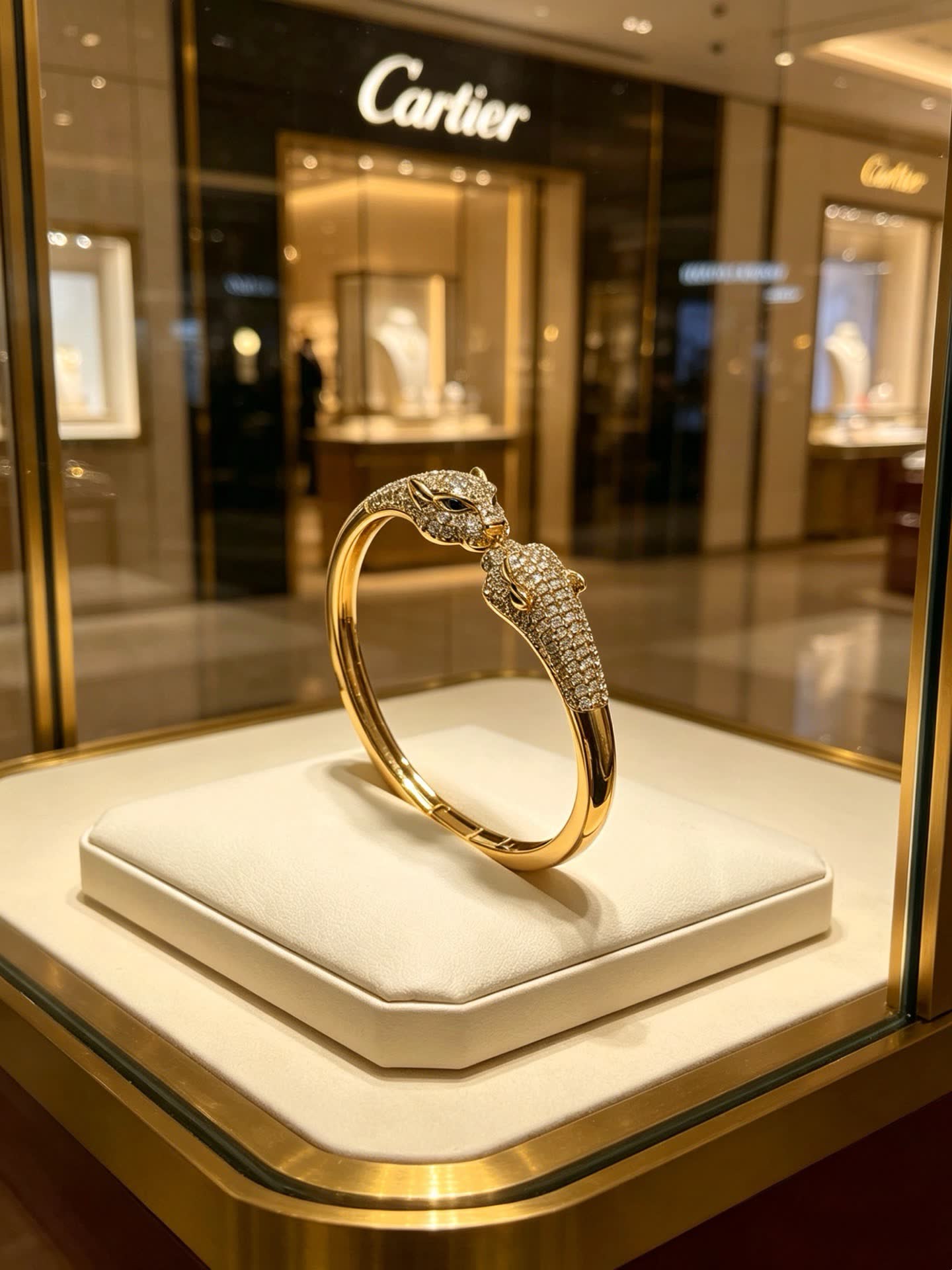 Cartier Gold Panther Head Bracelet