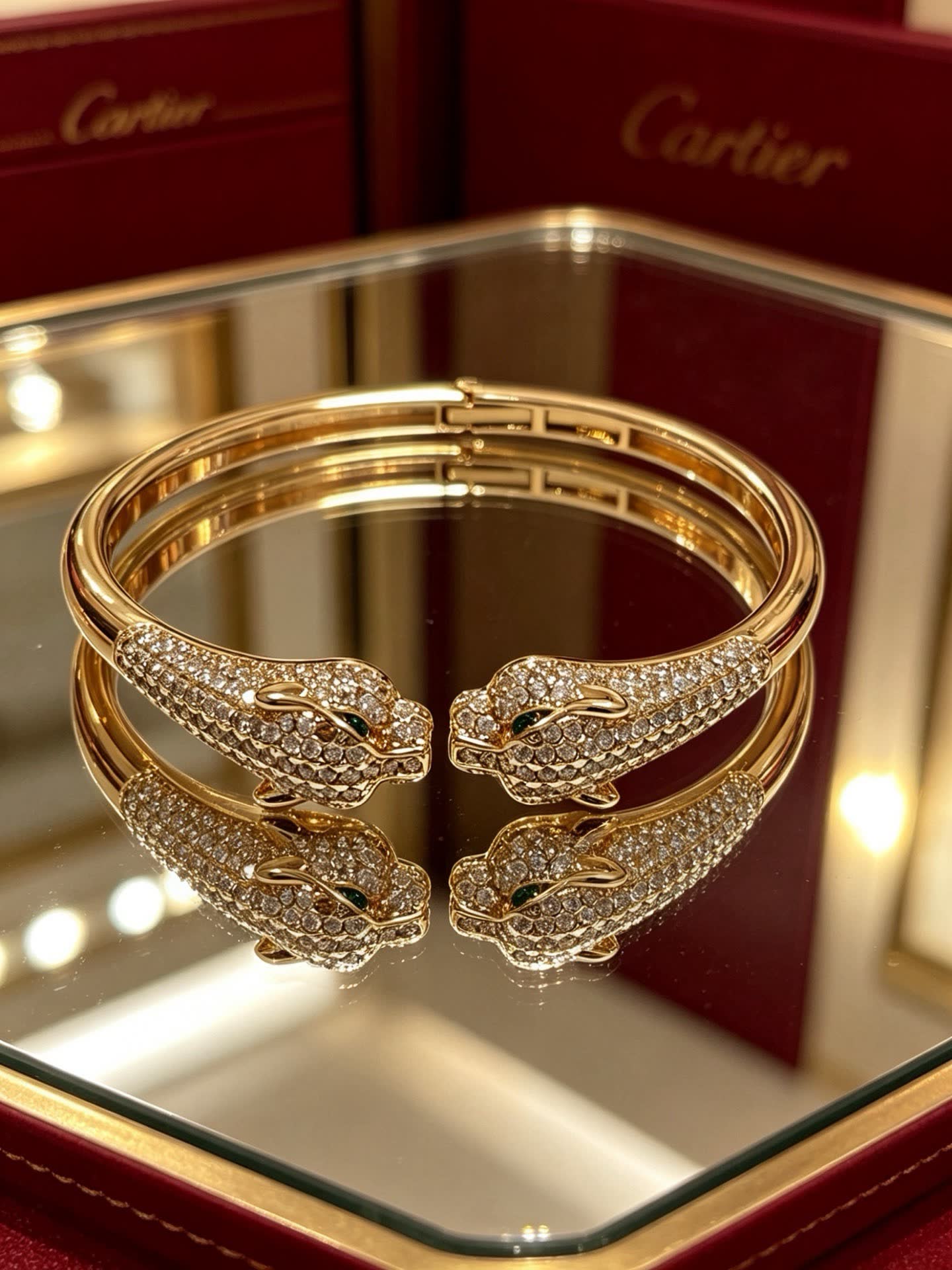 Cartier Gold Panther Head Bracelet