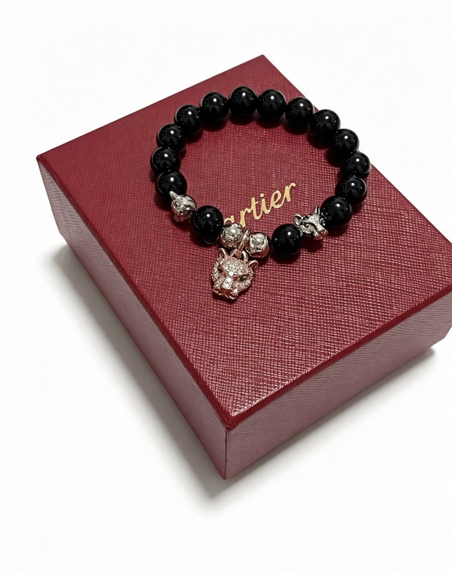 Cartier Black Onyx and Diamond Panthere Charm Bracelet