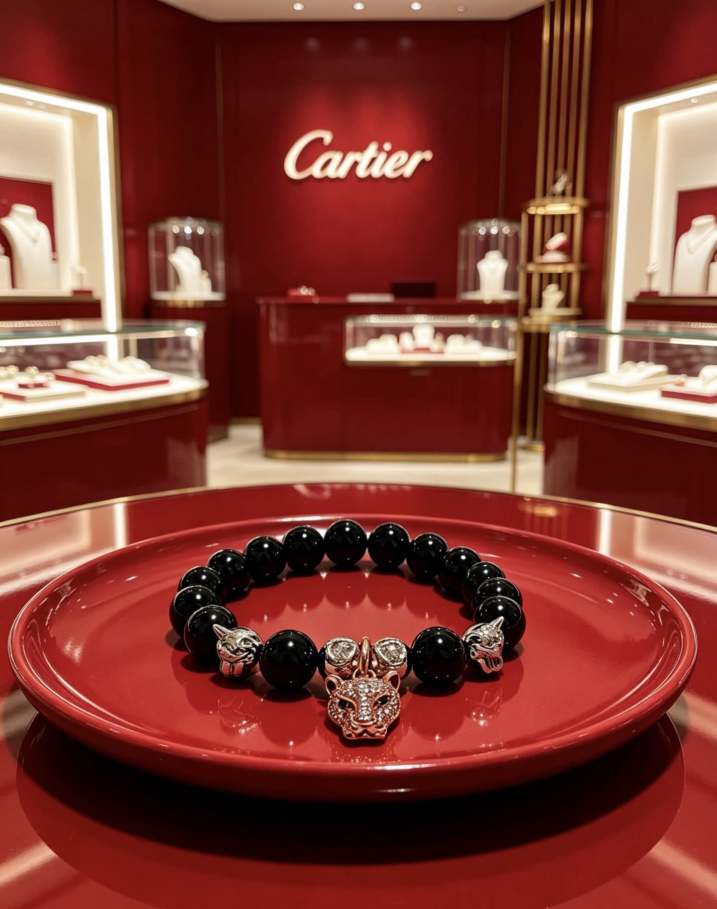 Cartier Black Onyx and Diamond Panthere Charm Bracelet