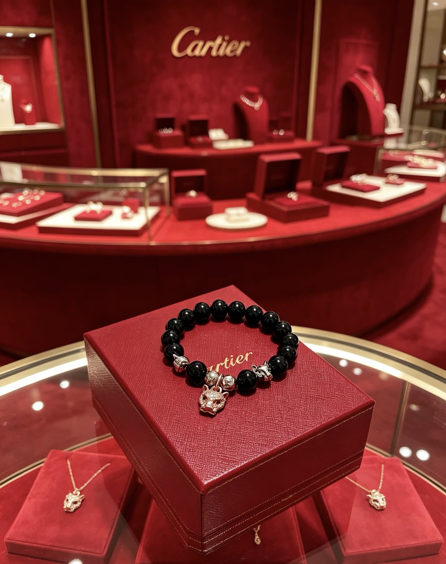 Cartier Black Onyx and Diamond Panthere Charm Bracelet