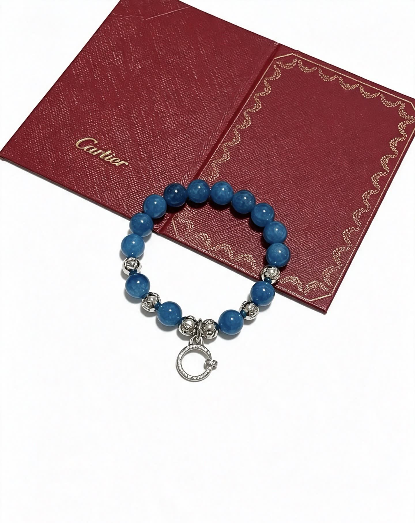 Cartier Blue Beaded Bracelet with Silver Accents Cartier Blue Beaded Bracelet with Silver Accents