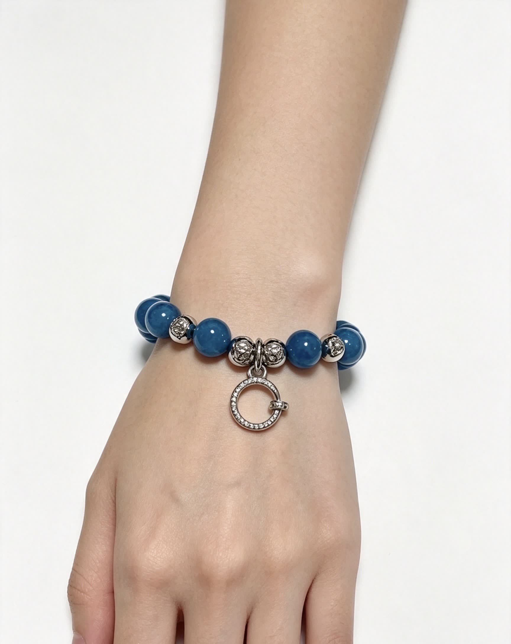 Cartier Blue Beaded Bracelet with Silver Accents