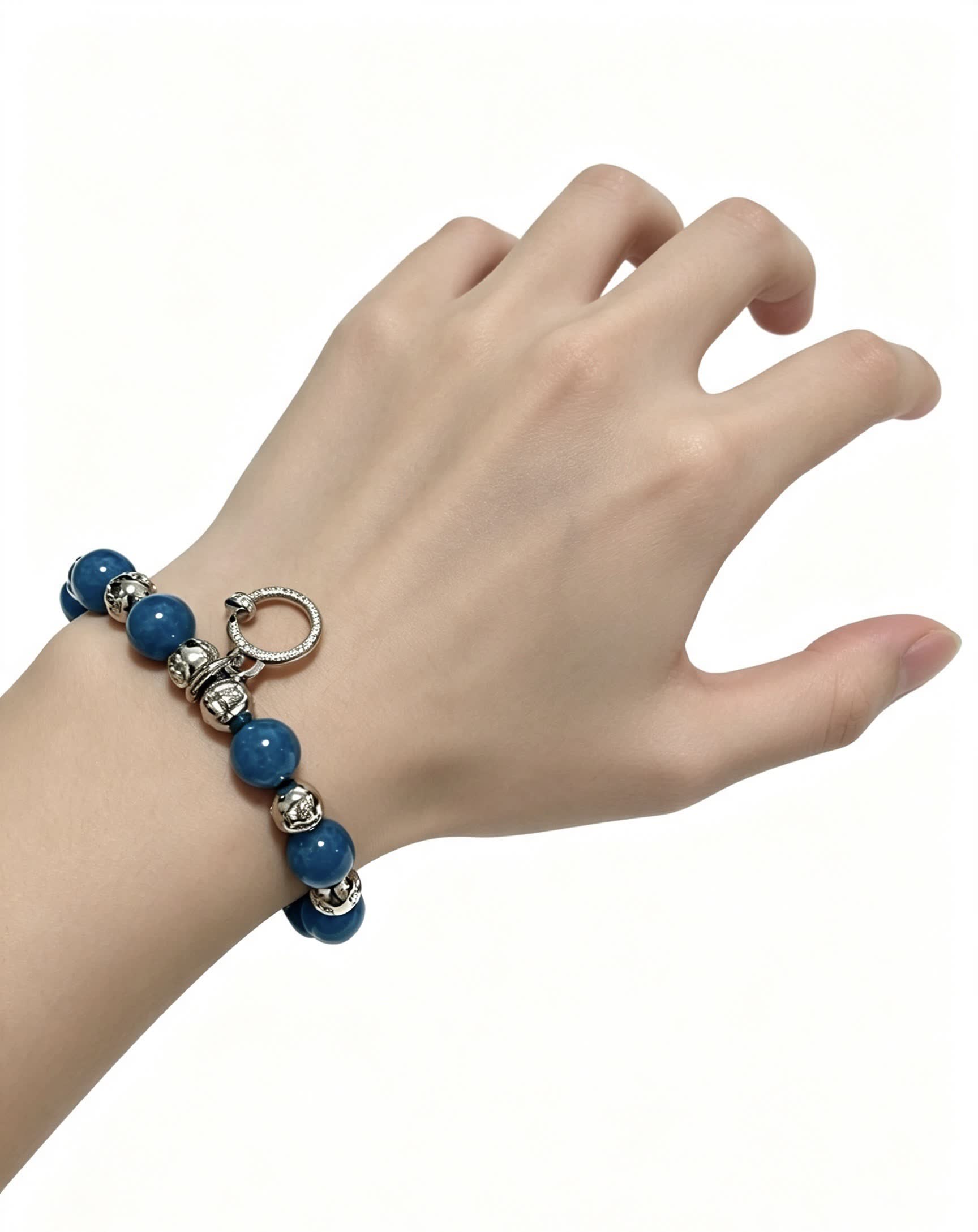 Cartier Blue Beaded Bracelet with Silver Accents