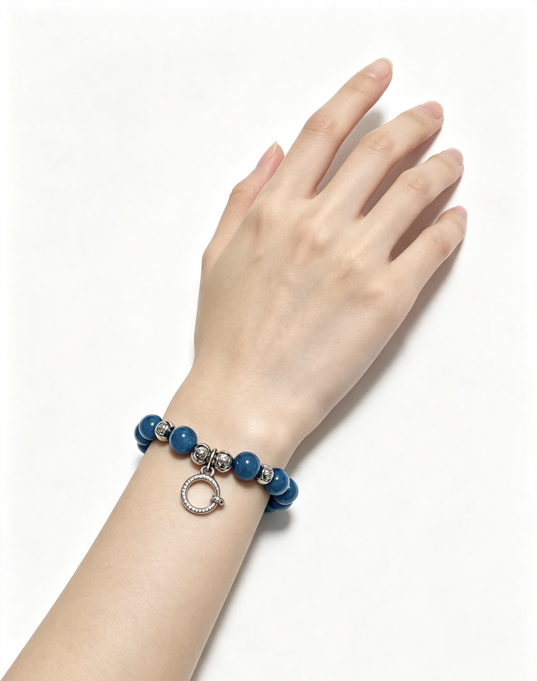 Cartier Blue Beaded Bracelet with Silver Accents