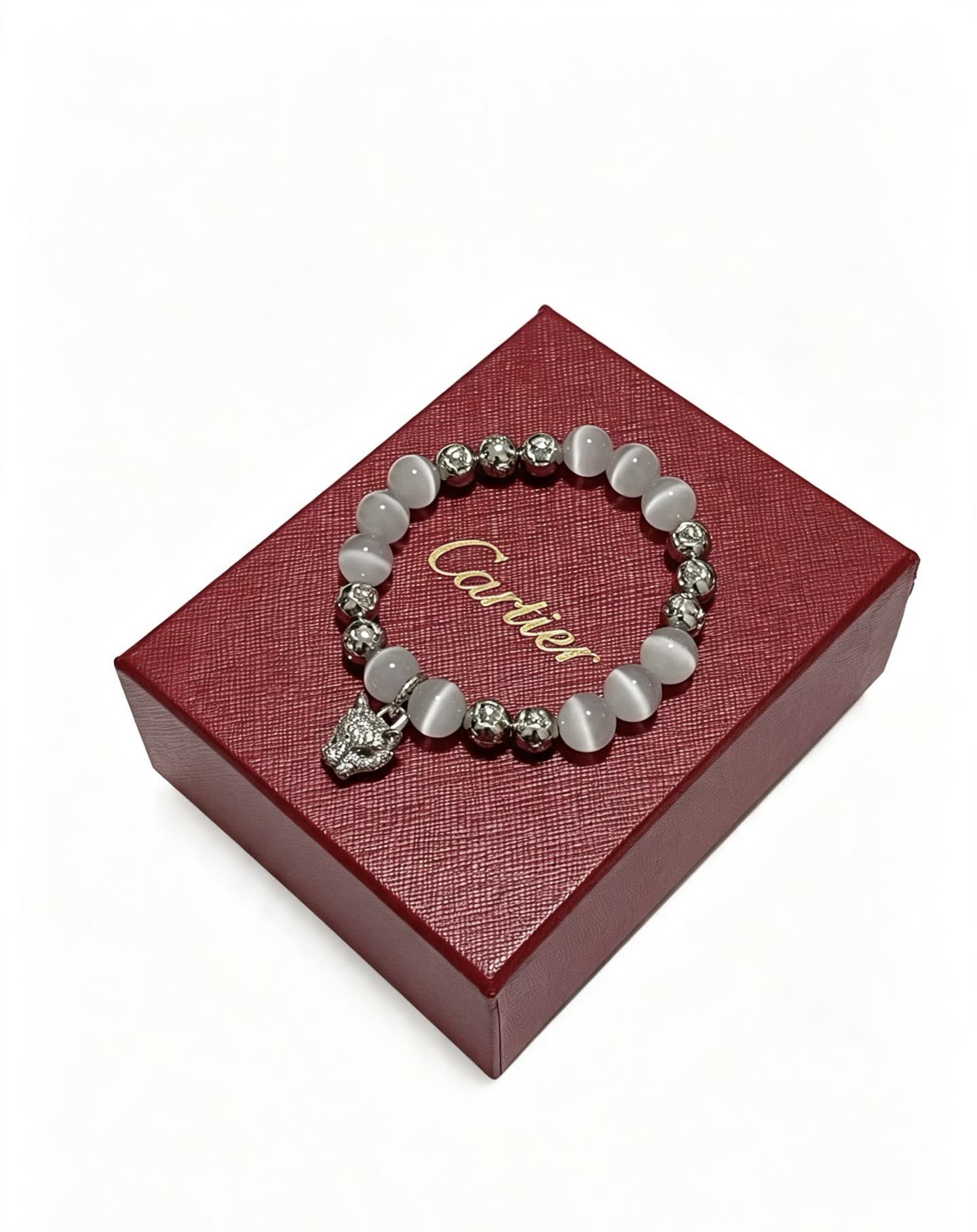Cartier White Cat's Eye Quartz and Diamond Bracelet