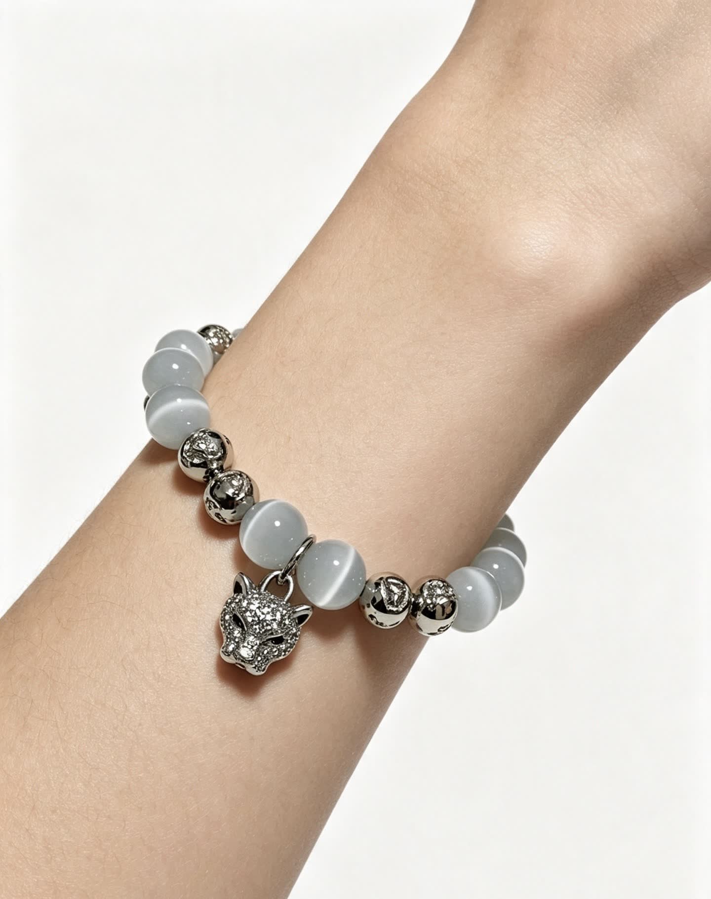 Cartier White Cat's Eye Quartz and Diamond Bracelet