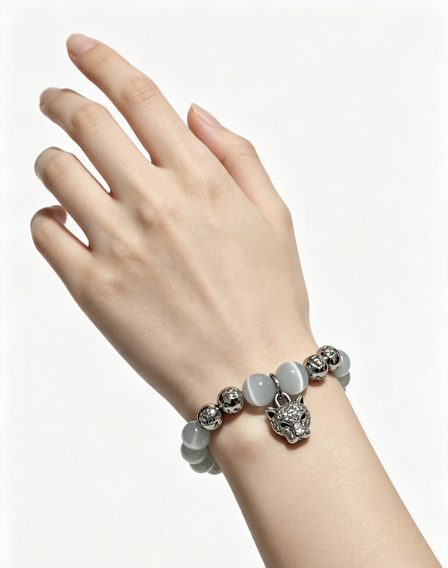 Cartier White Cat's Eye Quartz and Diamond Bracelet