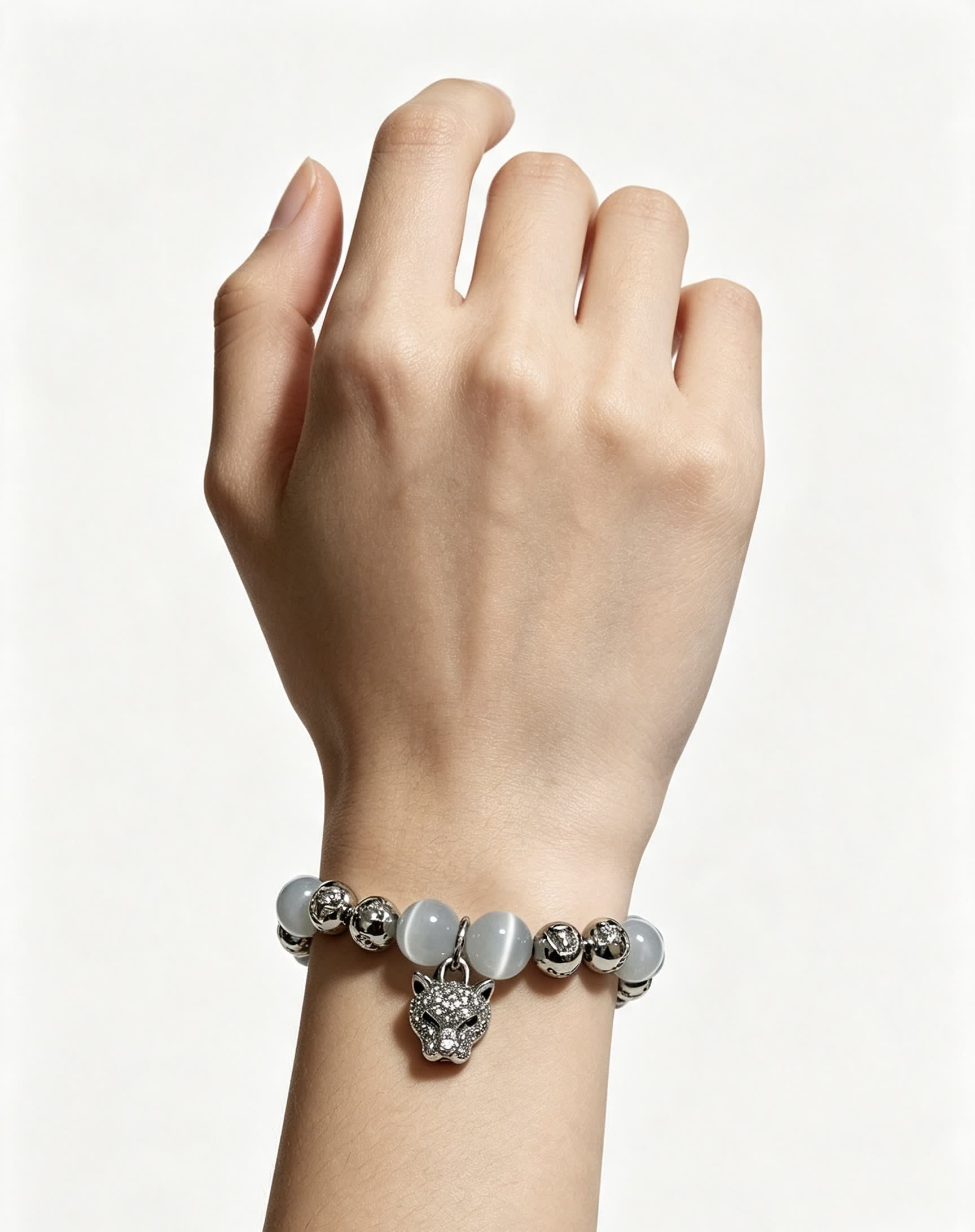 Cartier White Cat's Eye Quartz and Diamond Bracelet