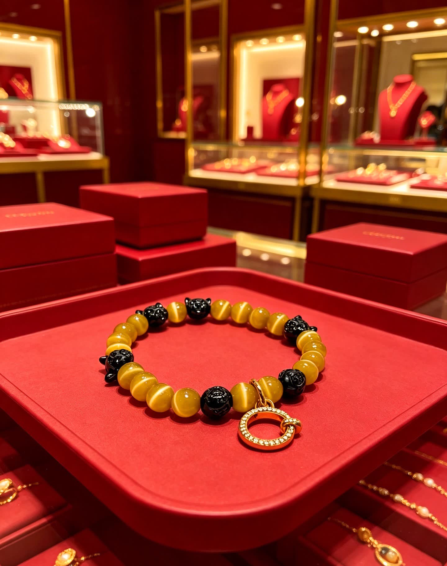 Cartier Panthere Yellow and Black Beaded Bracelet