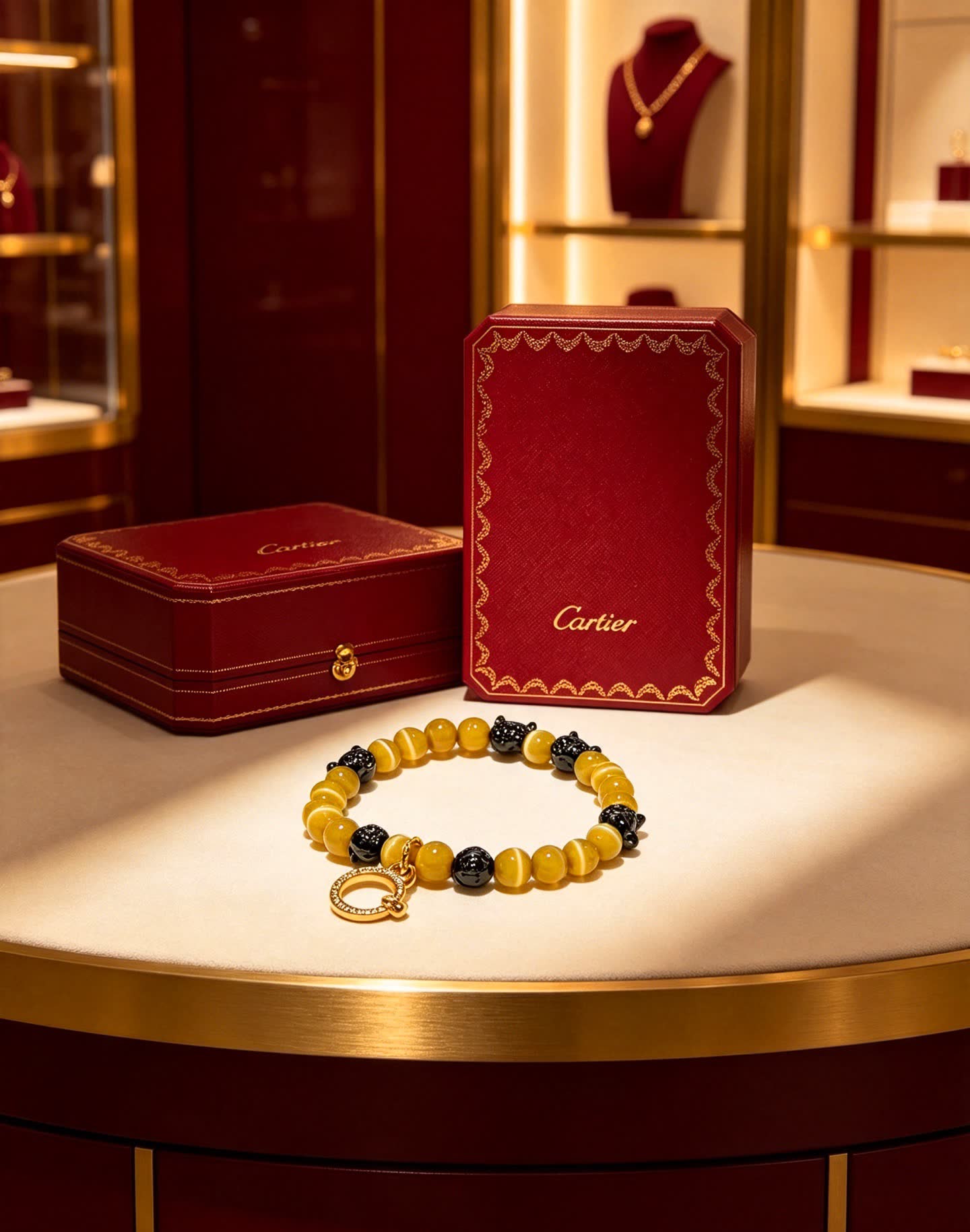 Cartier Panthere Yellow and Black Beaded Bracelet