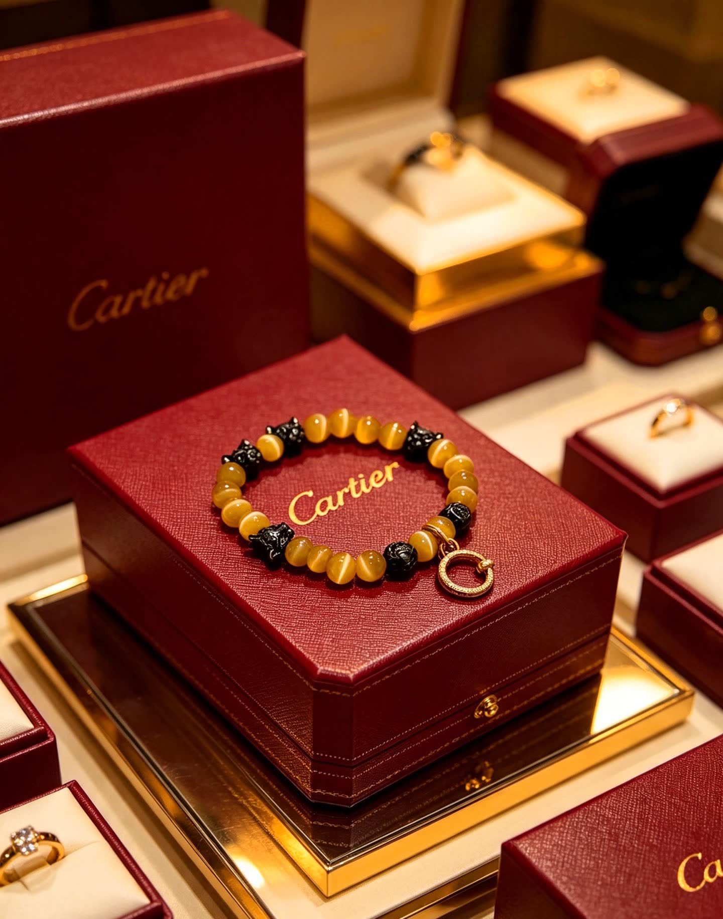 Cartier Panthere Yellow and Black Beaded Bracelet