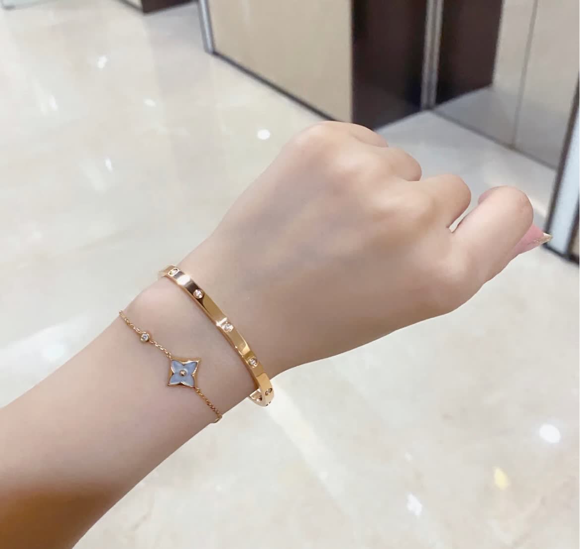 Louis Vuitton Gold Bracelet with Crystal Accents Louis Vuitton Gold Bracelet with Crystal Accents