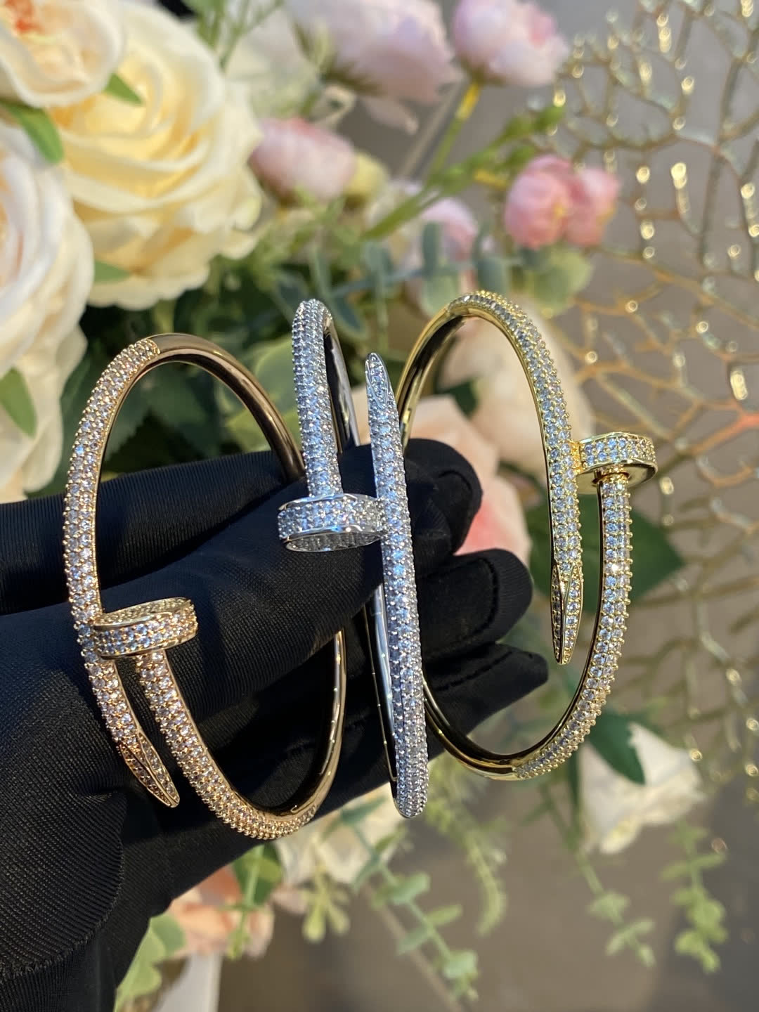Cartier Luxury Gold and Silver Diamond Bangles Cartier Luxury Gold and Silver Diamond Bangles