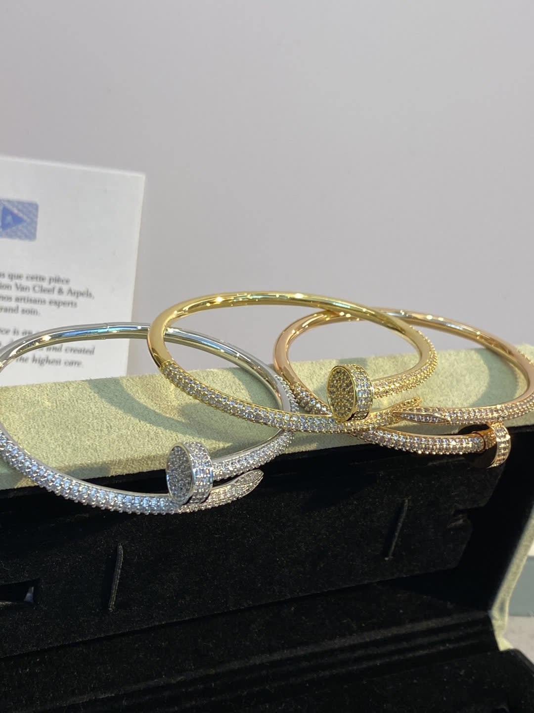 Cartier Luxury Gold and Silver Diamond Bangles