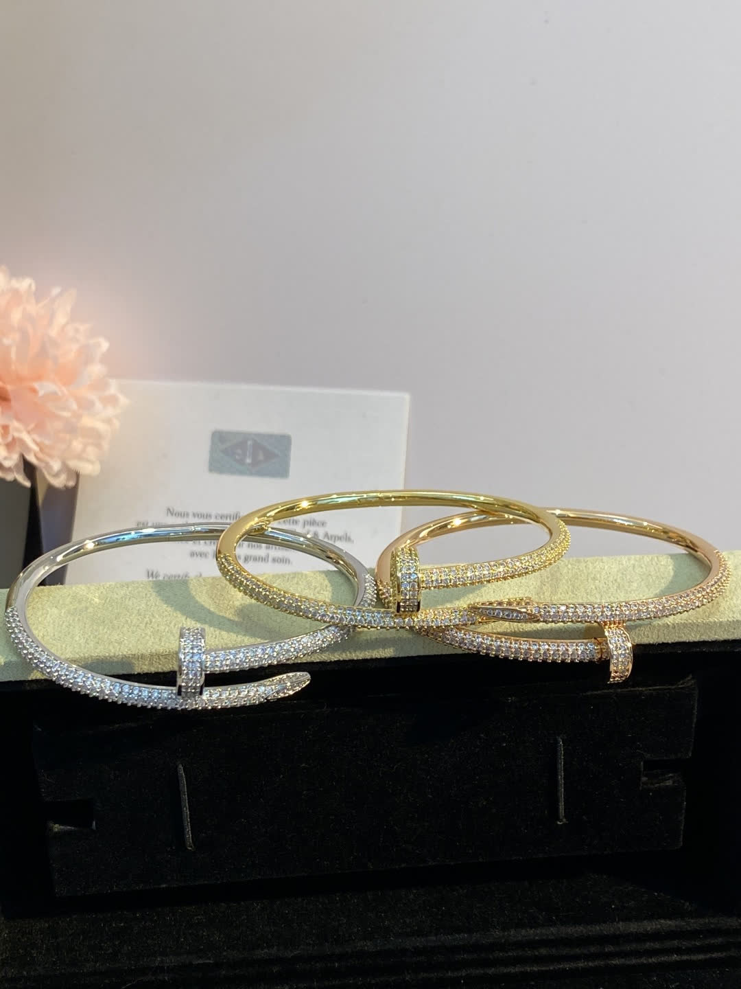 Cartier Luxury Gold and Silver Diamond Bangles