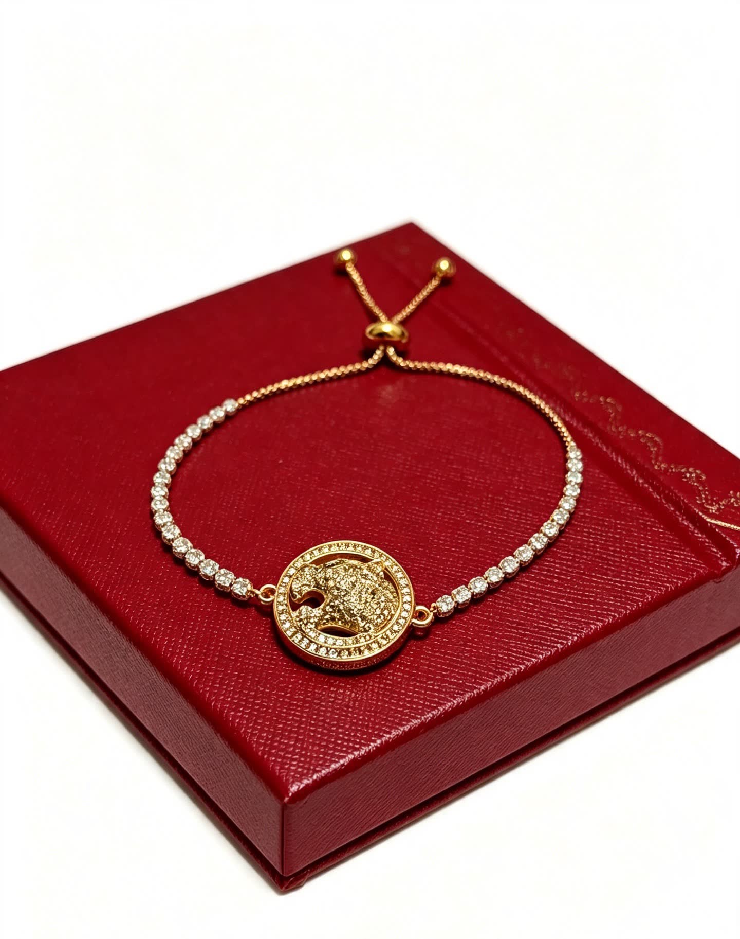 Cartier Gold Tone Crystal Panther Bracelet