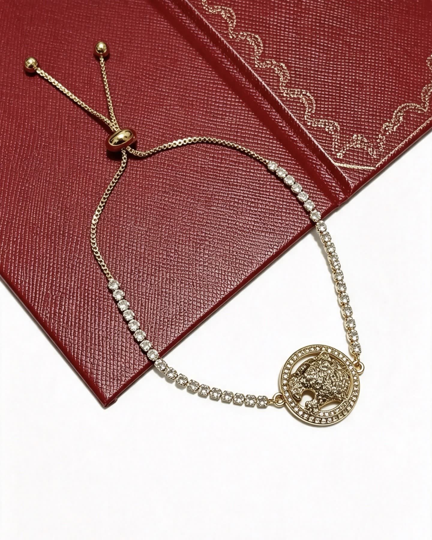 Cartier Gold Tone Crystal Panther Bracelet