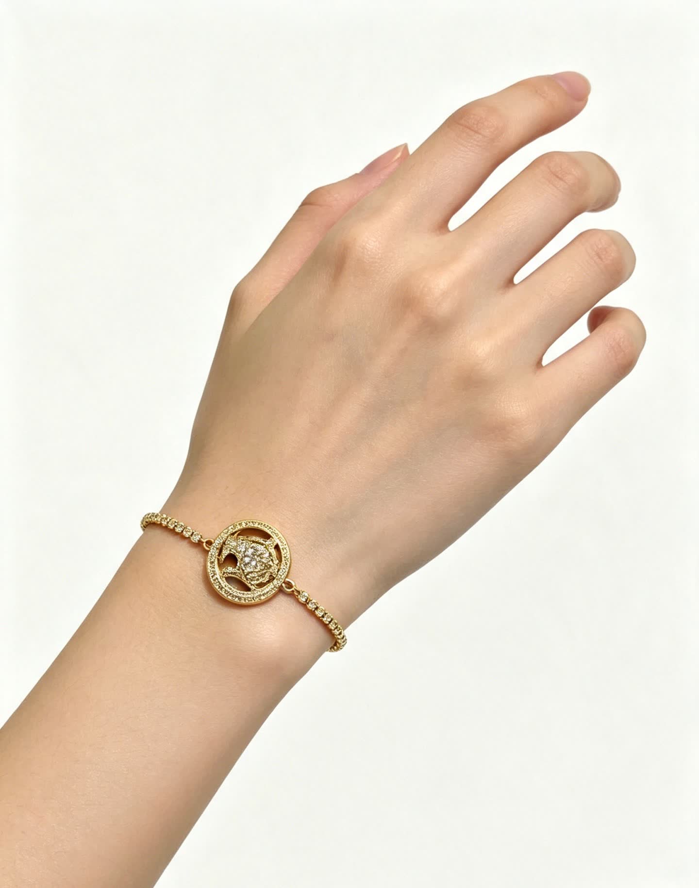 Cartier Gold Tone Crystal Panther Bracelet