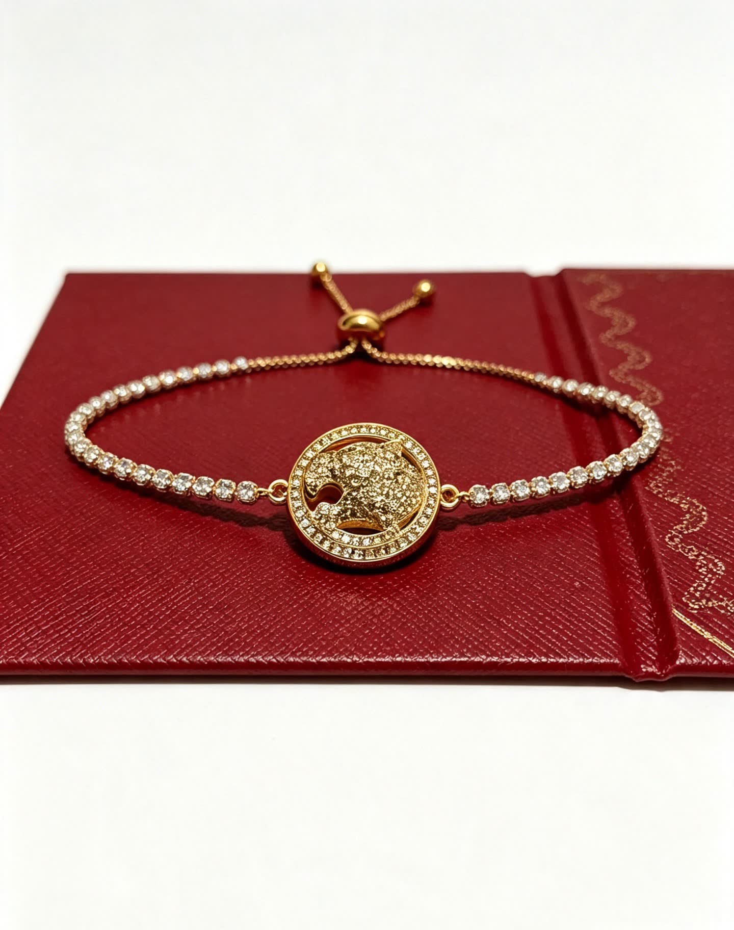 Cartier Gold Tone Crystal Panther Bracelet