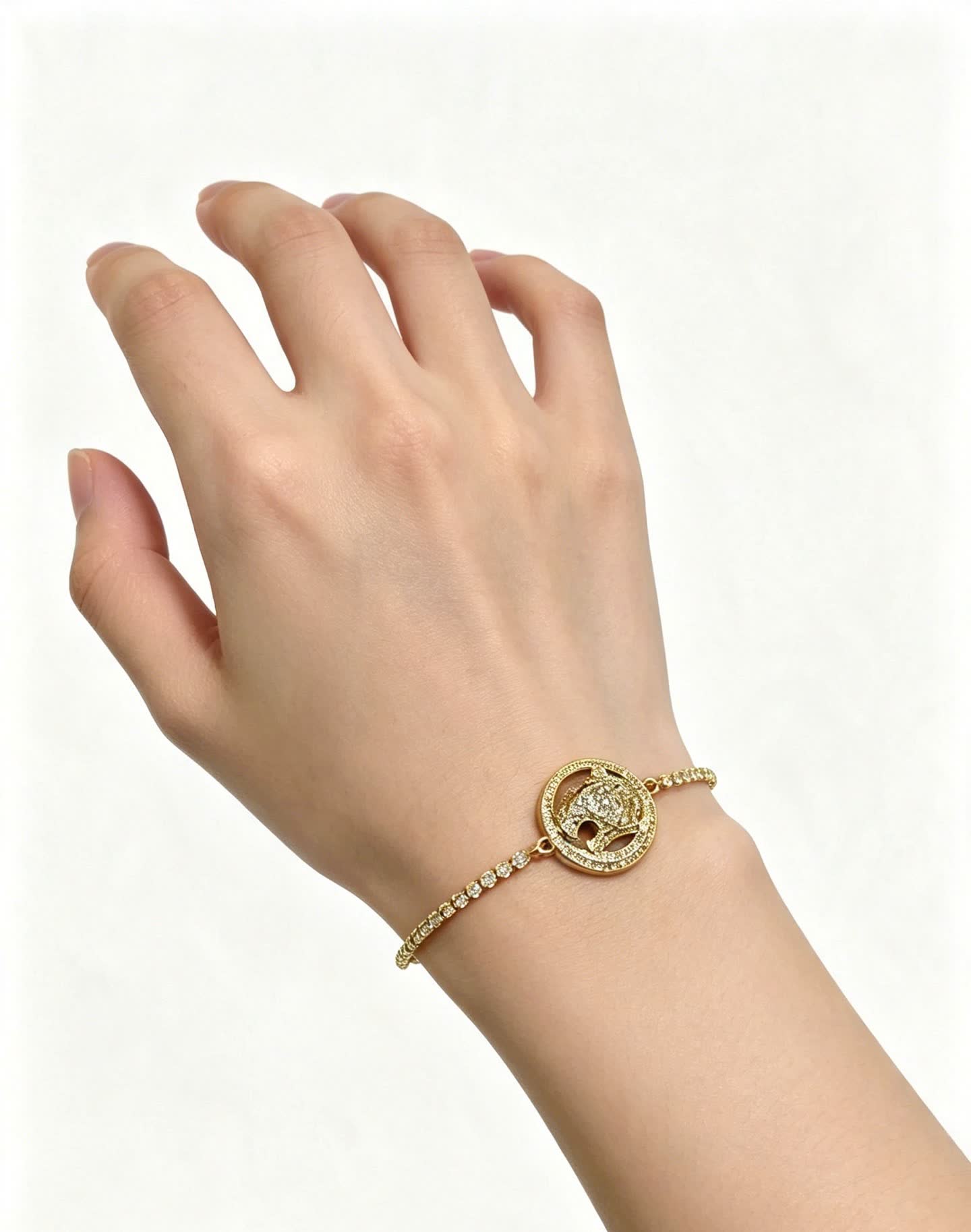 Cartier Gold Tone Crystal Panther Bracelet