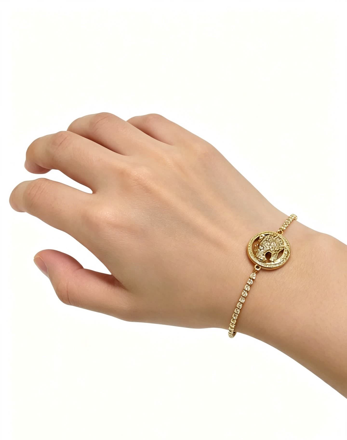 Cartier Gold Tone Crystal Panther Bracelet