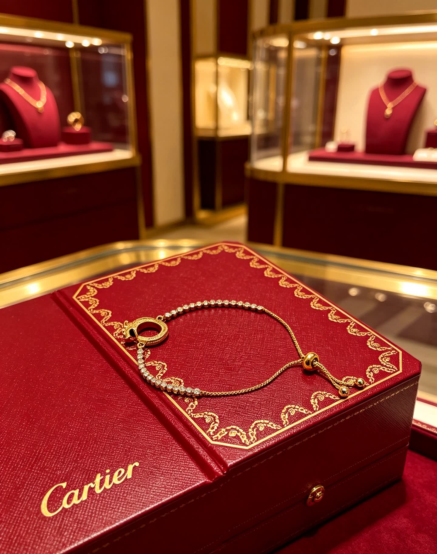 Cartier Gold Bracelet with Diamond Beads