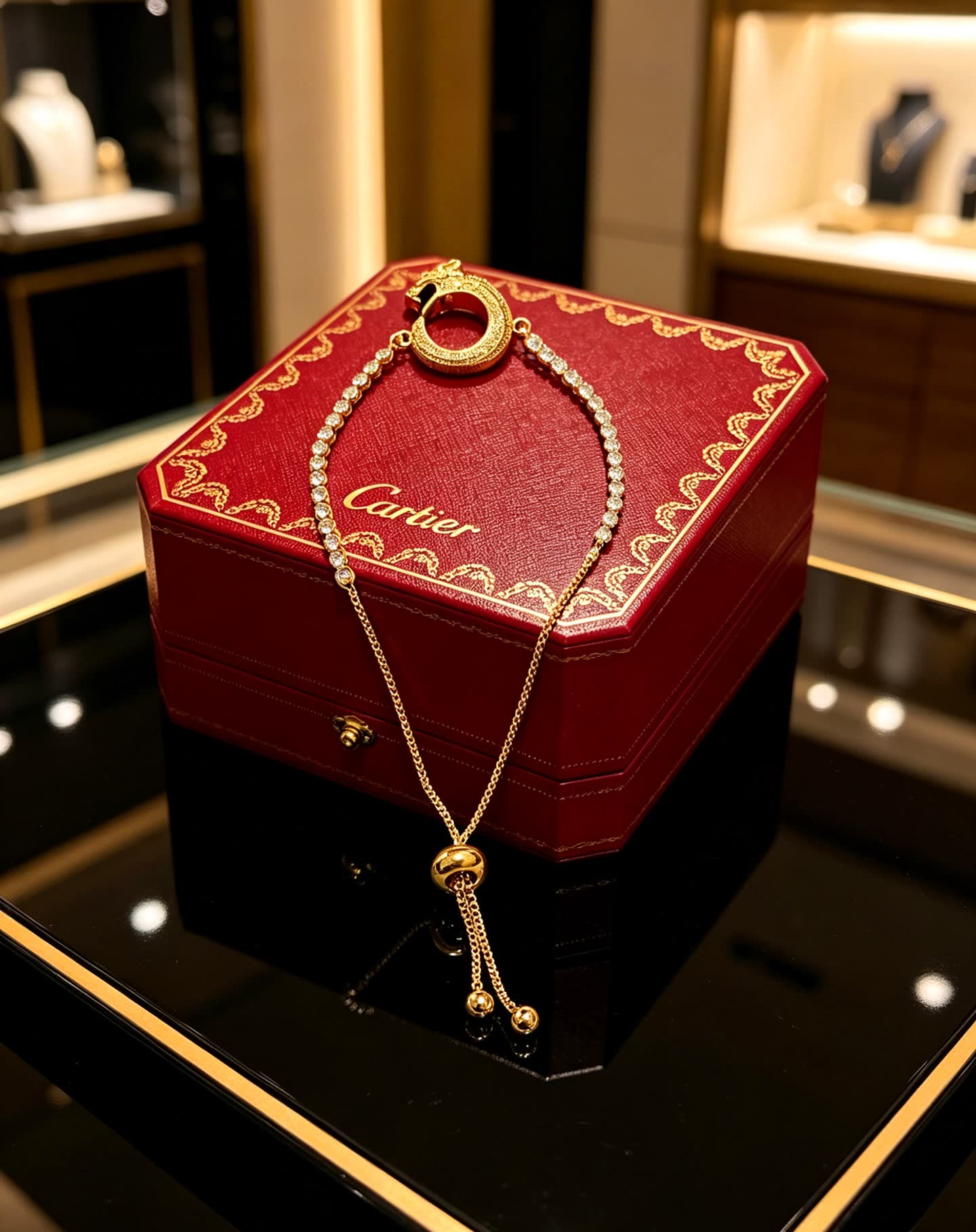 Cartier Gold Bracelet with Diamond Beads