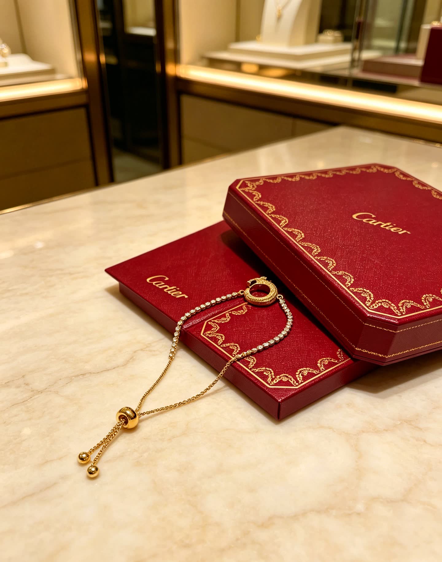 Cartier Gold Bracelet with Diamond Beads