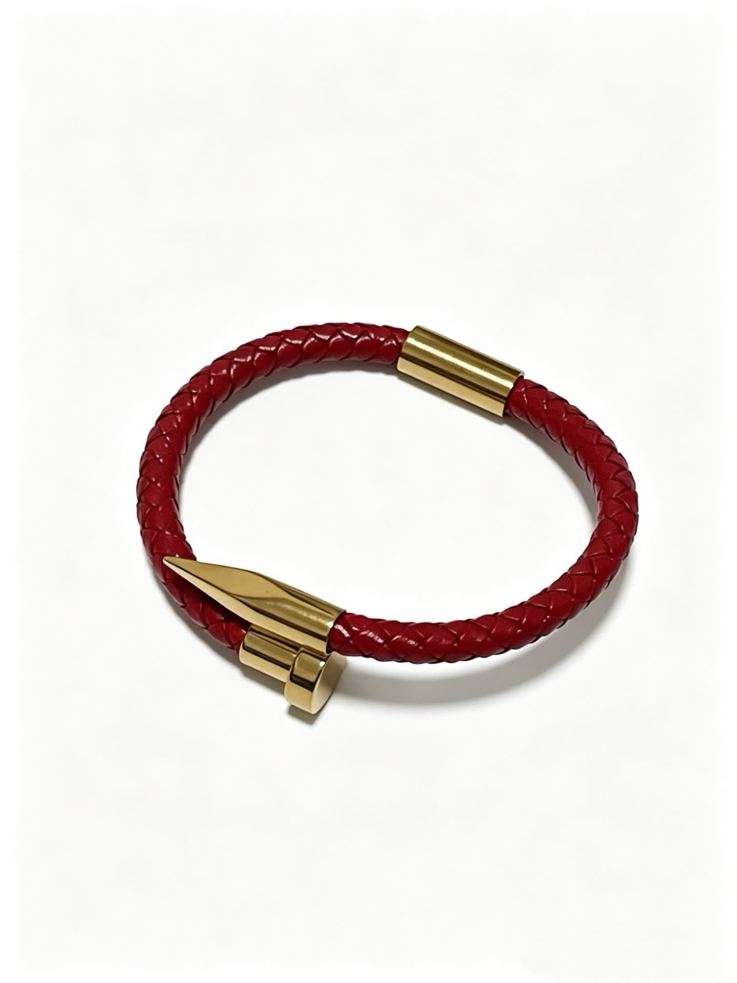 Cartier Red Braided Leather Bracelet with Gold Clasp Cartier Red Braided Leather Bracelet with Gold Clasp