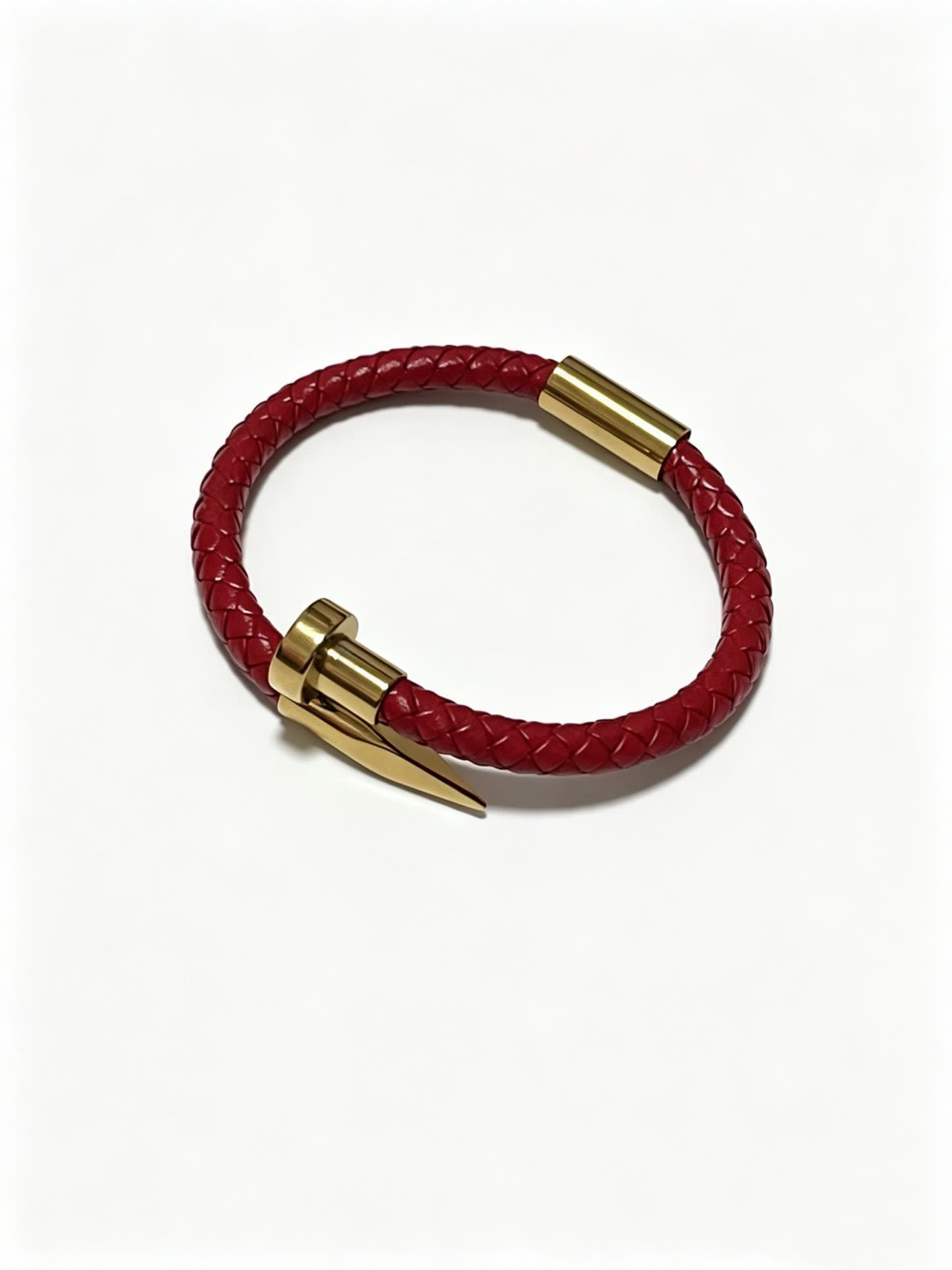Cartier Red Braided Leather Bracelet with Gold Clasp