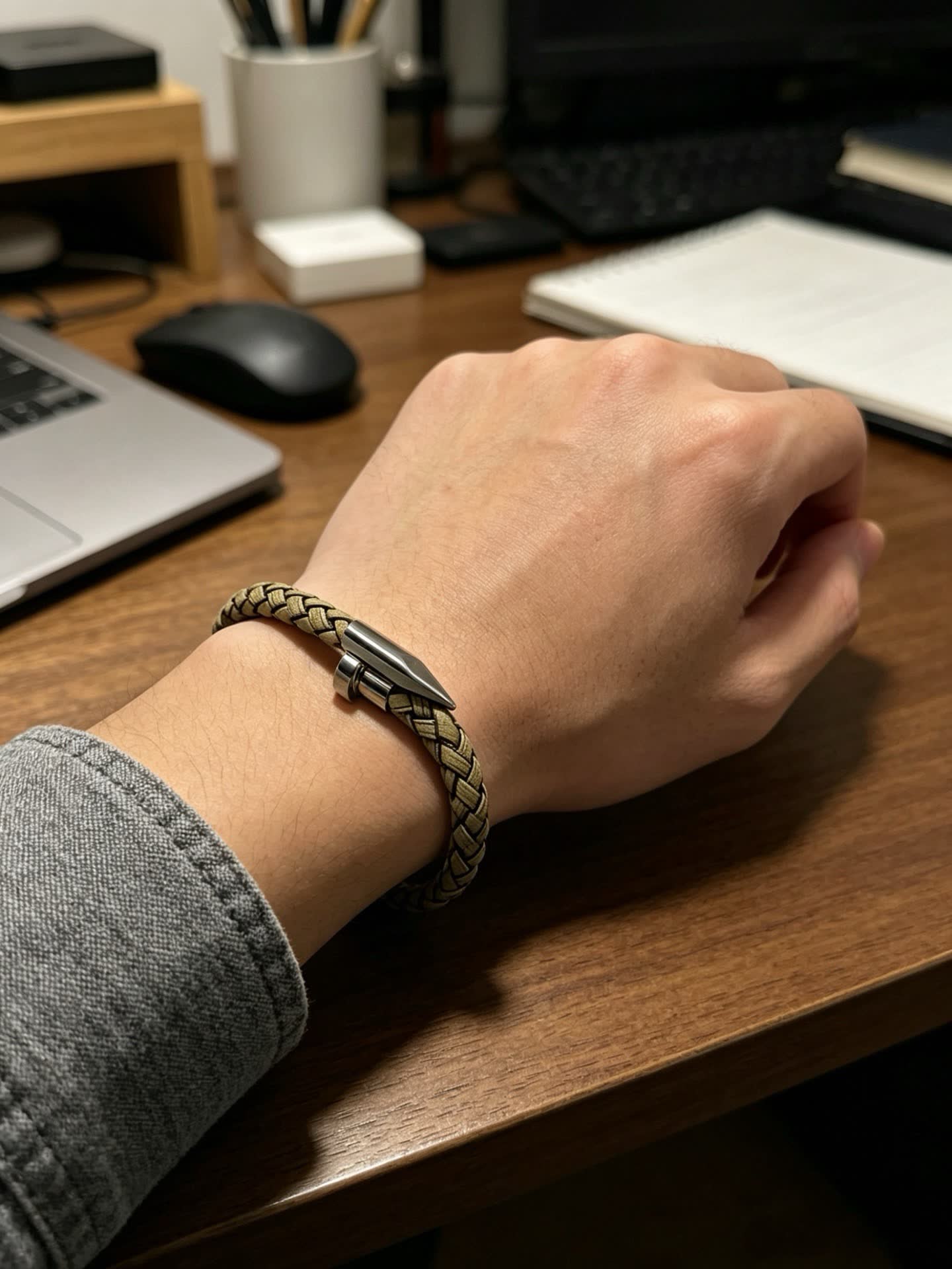 Cartier Trendy Braided Leather Bracelet with Metal Clasp