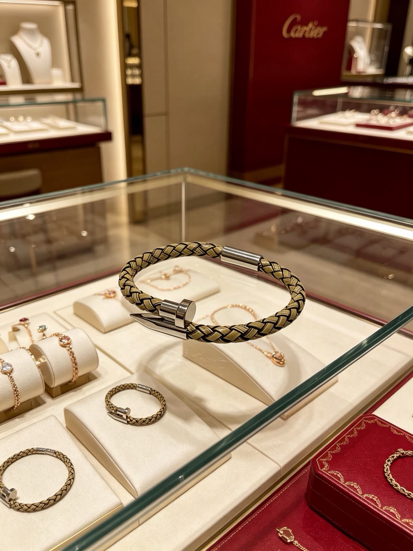 Cartier Trendy Braided Leather Bracelet with Metal Clasp