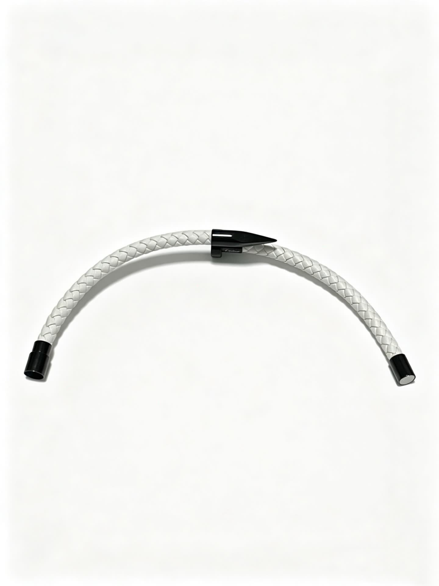 Cartier White Braided Leather Bracelet with Black Clasp
