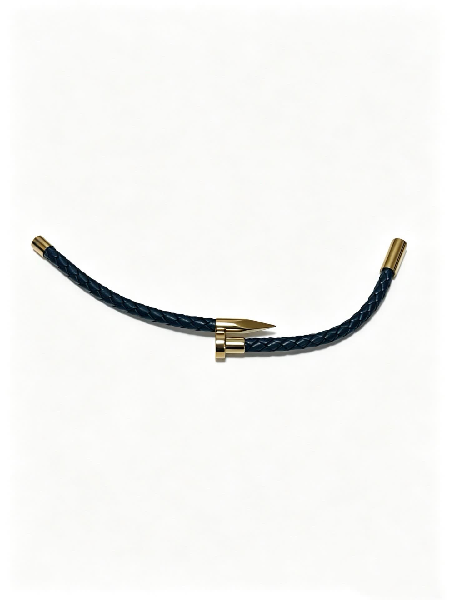Cartier Navy Blue Braided Leather Bracelet with Gold Clasp Cartier Navy Blue Braided Leather Bracelet with Gold Clasp
