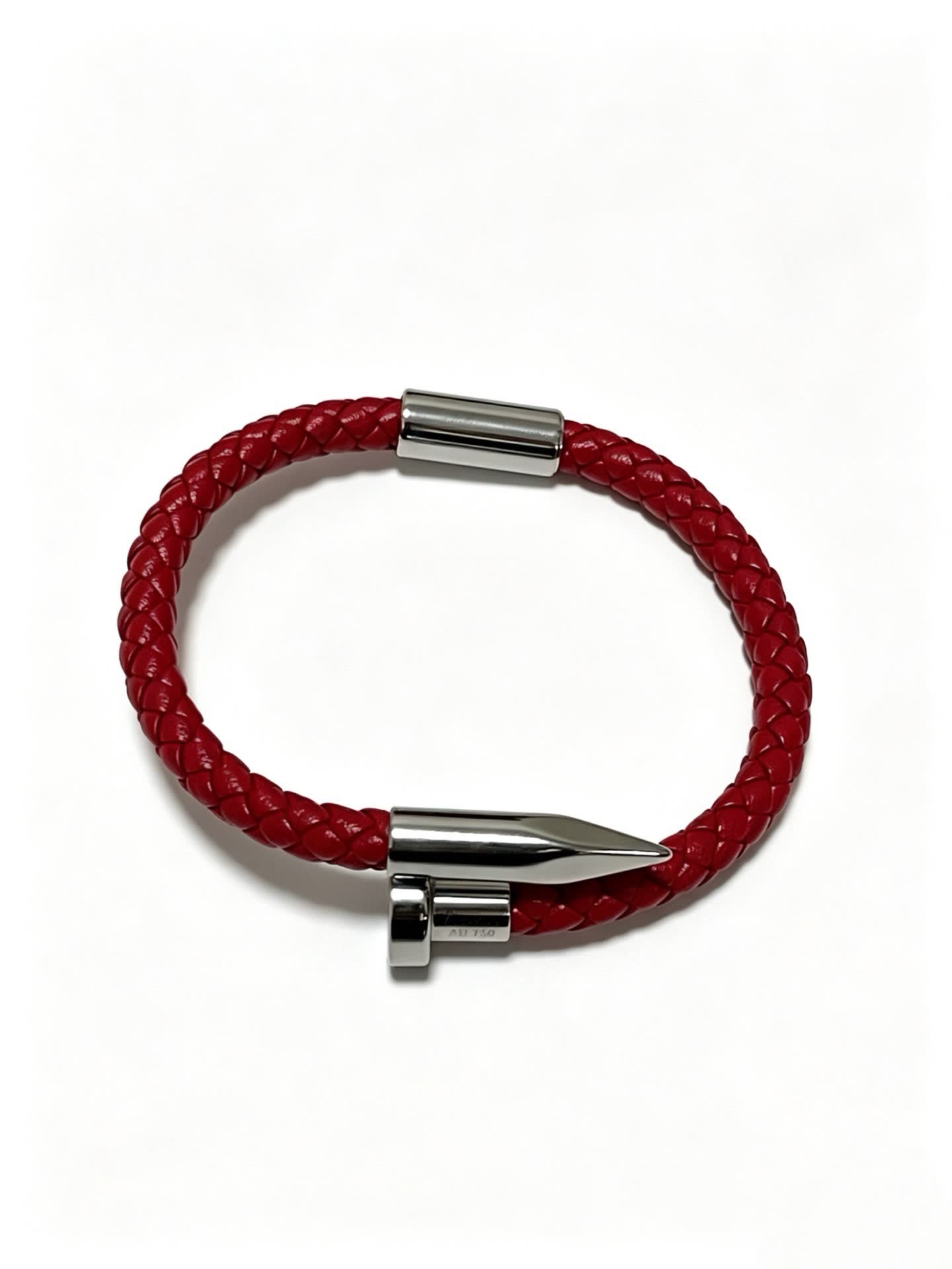 Cartier Red Braided Leather Bracelet with Silver Clasp Cartier Red Braided Leather Bracelet with Silver Clasp