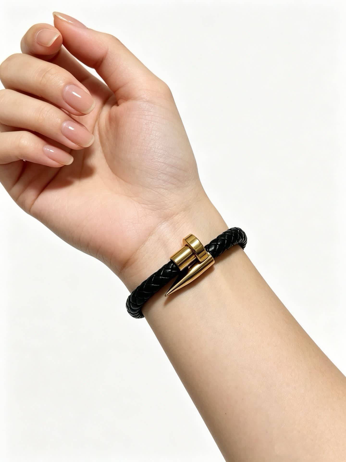 Cartier Black Braided Leather Bracelet with Gold Clasp