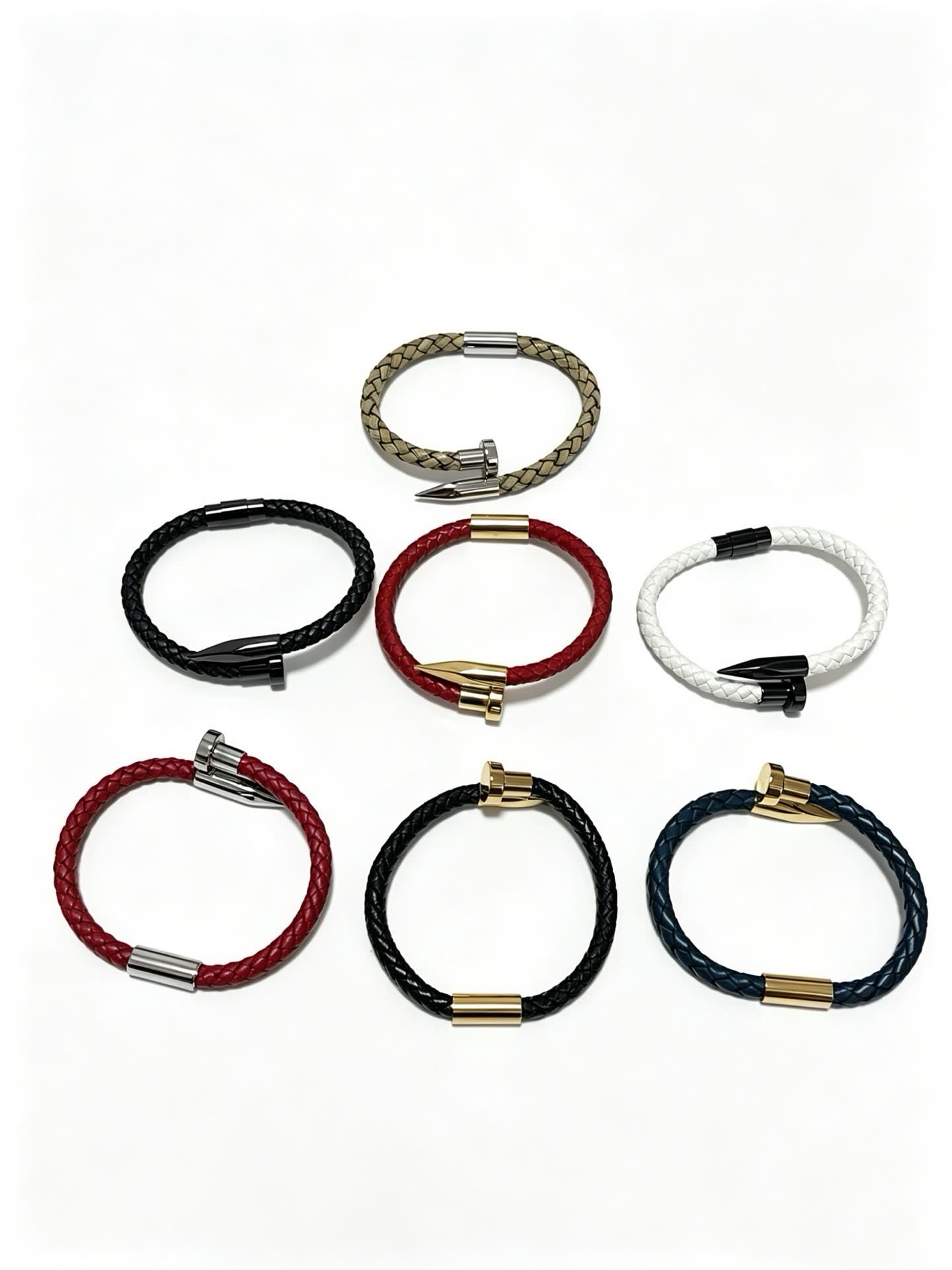 Cartier Trendy Braided Leather Bracelet with Metal Clasp