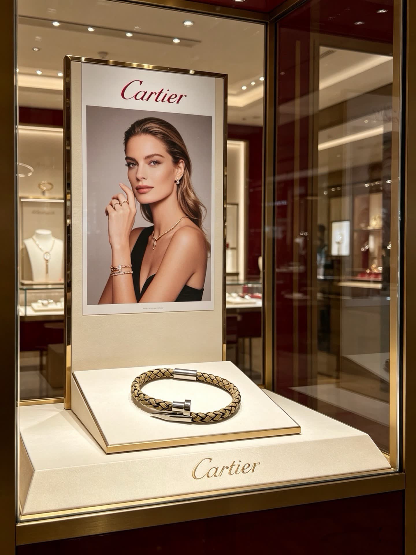 Cartier Trendy Braided Leather Bracelet with Metal Clasp