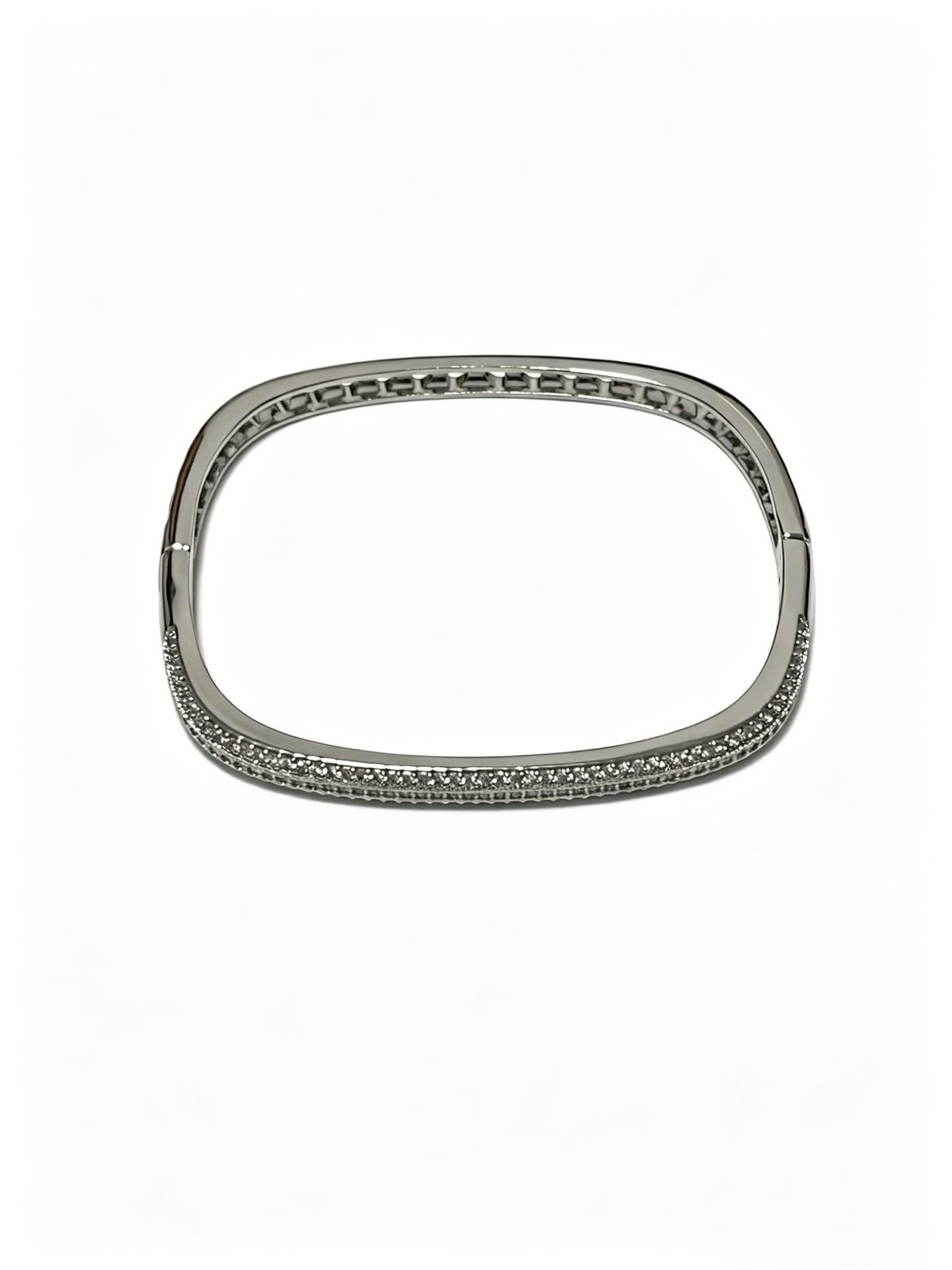 Cartier Elegant Silver Bangle Bracelet with Pave Setting Cartier Elegant Silver Bangle Bracelet with Pave Setting