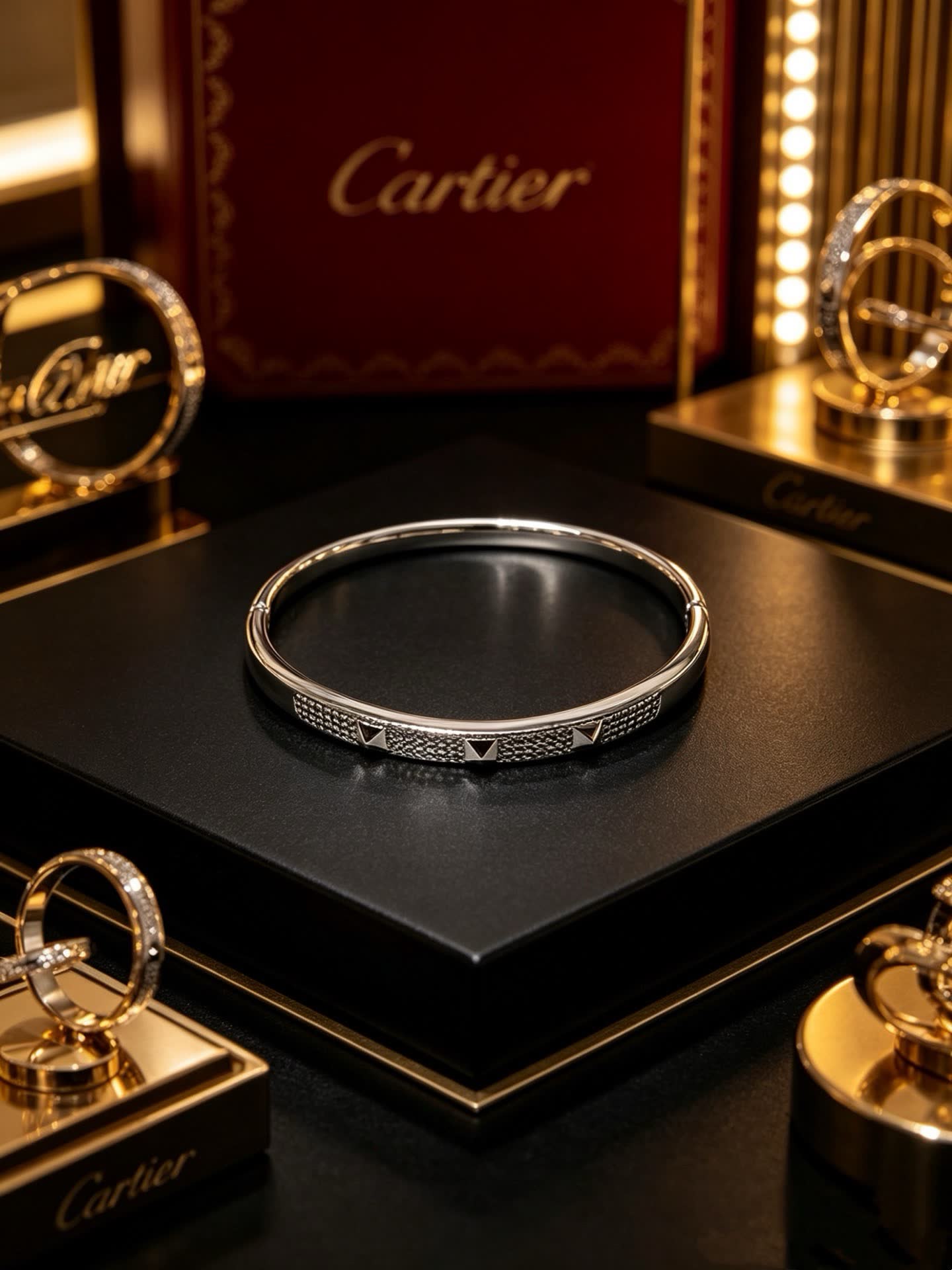 Cartier Studded Diamond Bangle Bracelet