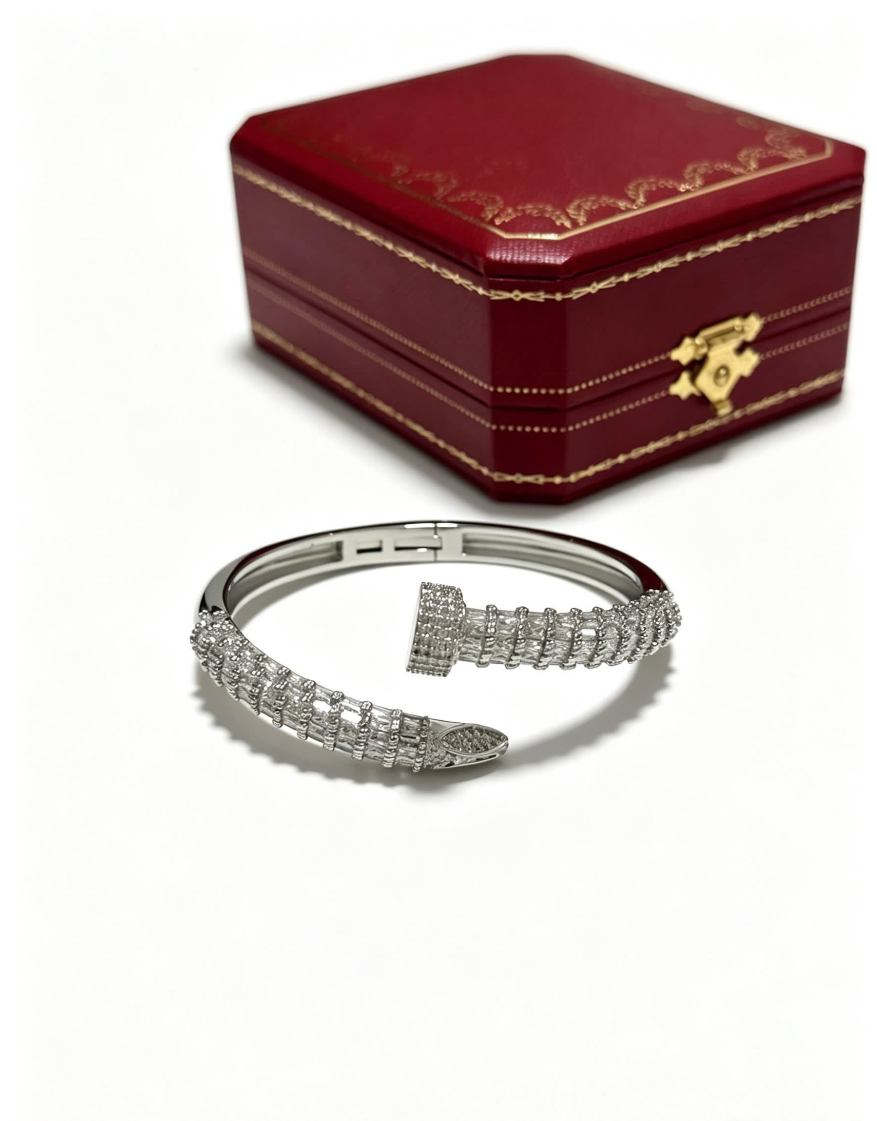 Cartier Luxury Silver Diamond Bangle Bracelet Cartier Luxury Silver Diamond Bangle Bracelet