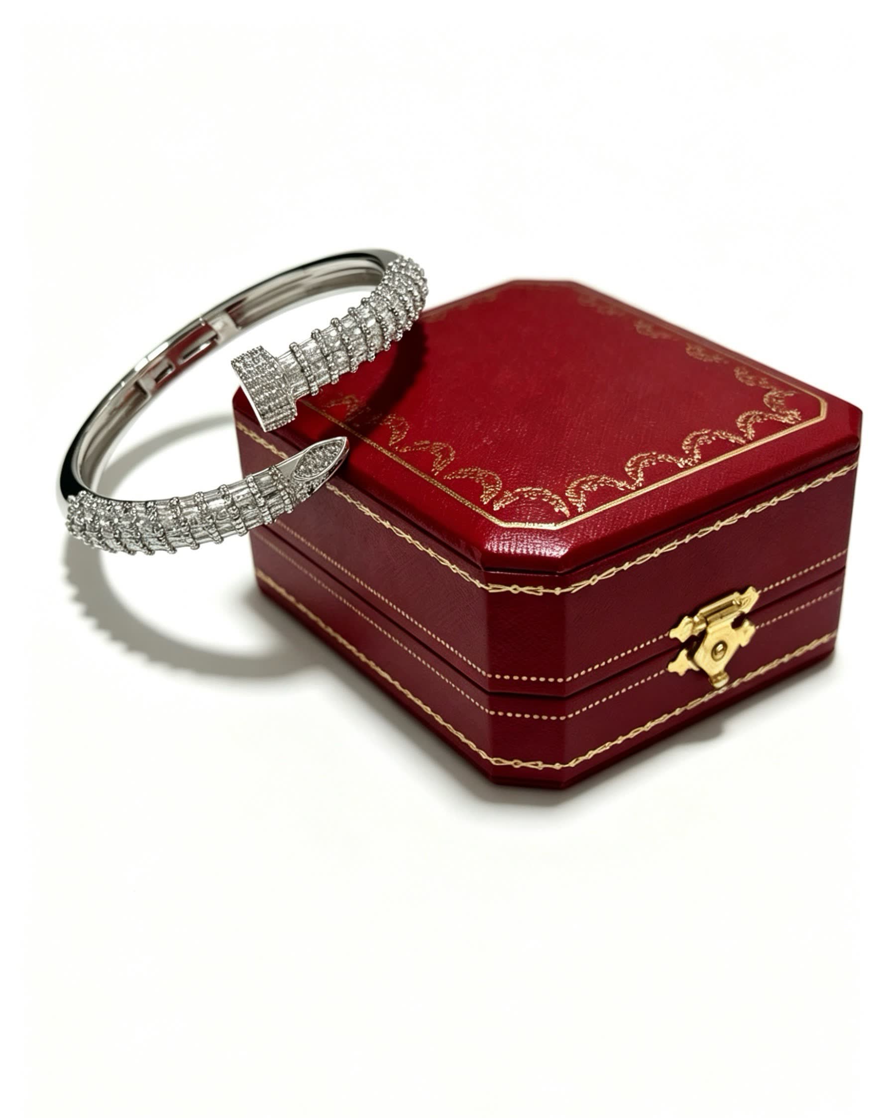 Cartier Luxury Silver Diamond Bangle Bracelet