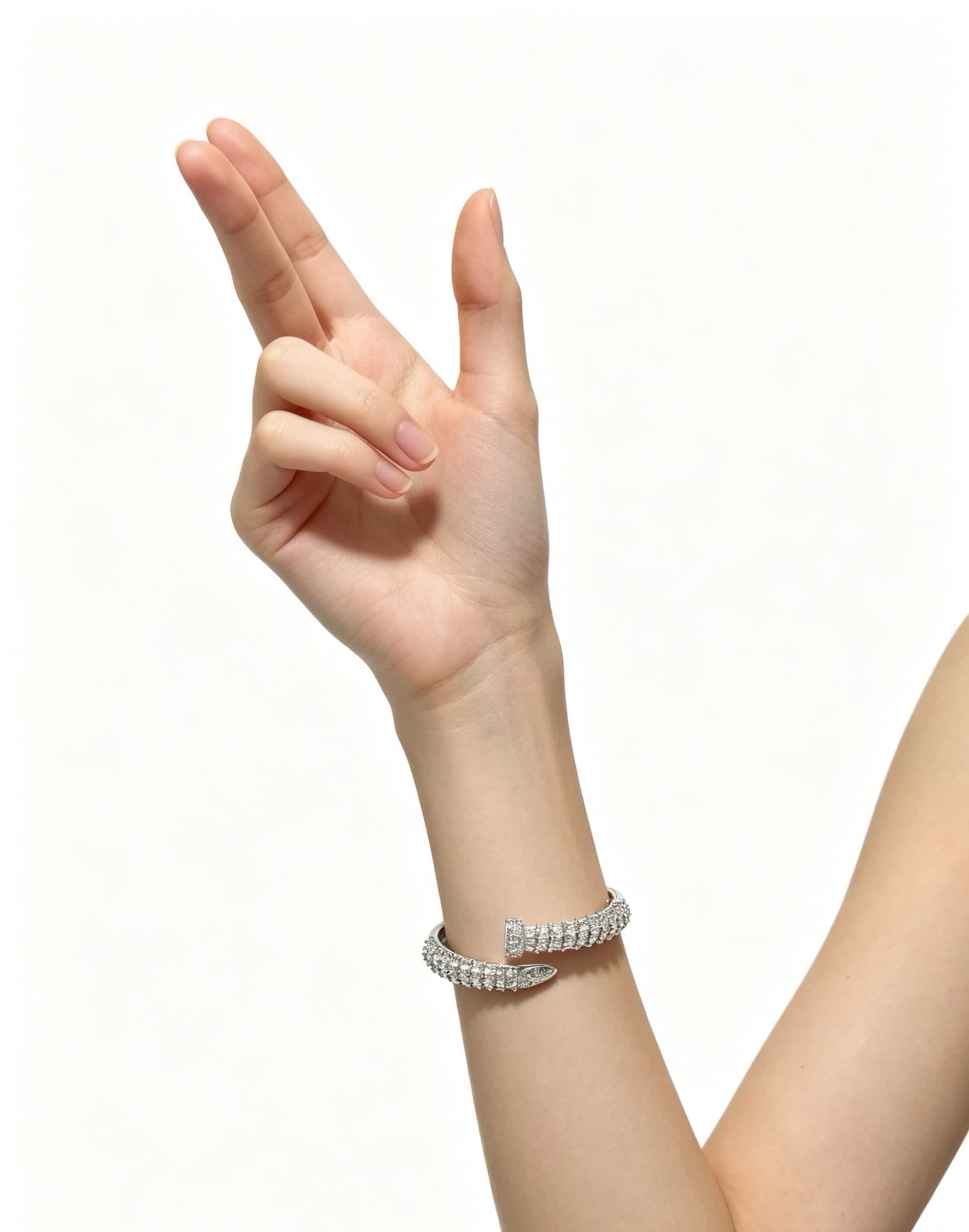 Cartier Luxury Silver Diamond Bangle Bracelet