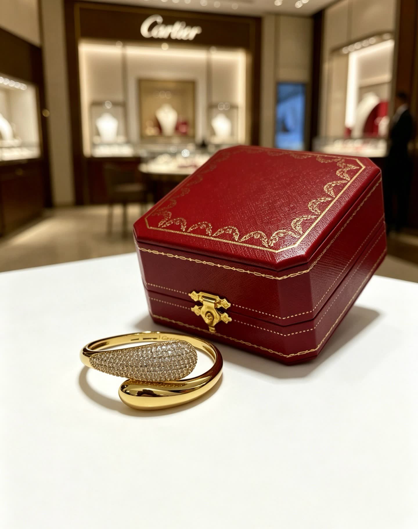 Cartier Gold and Diamond Bangle Bracelet