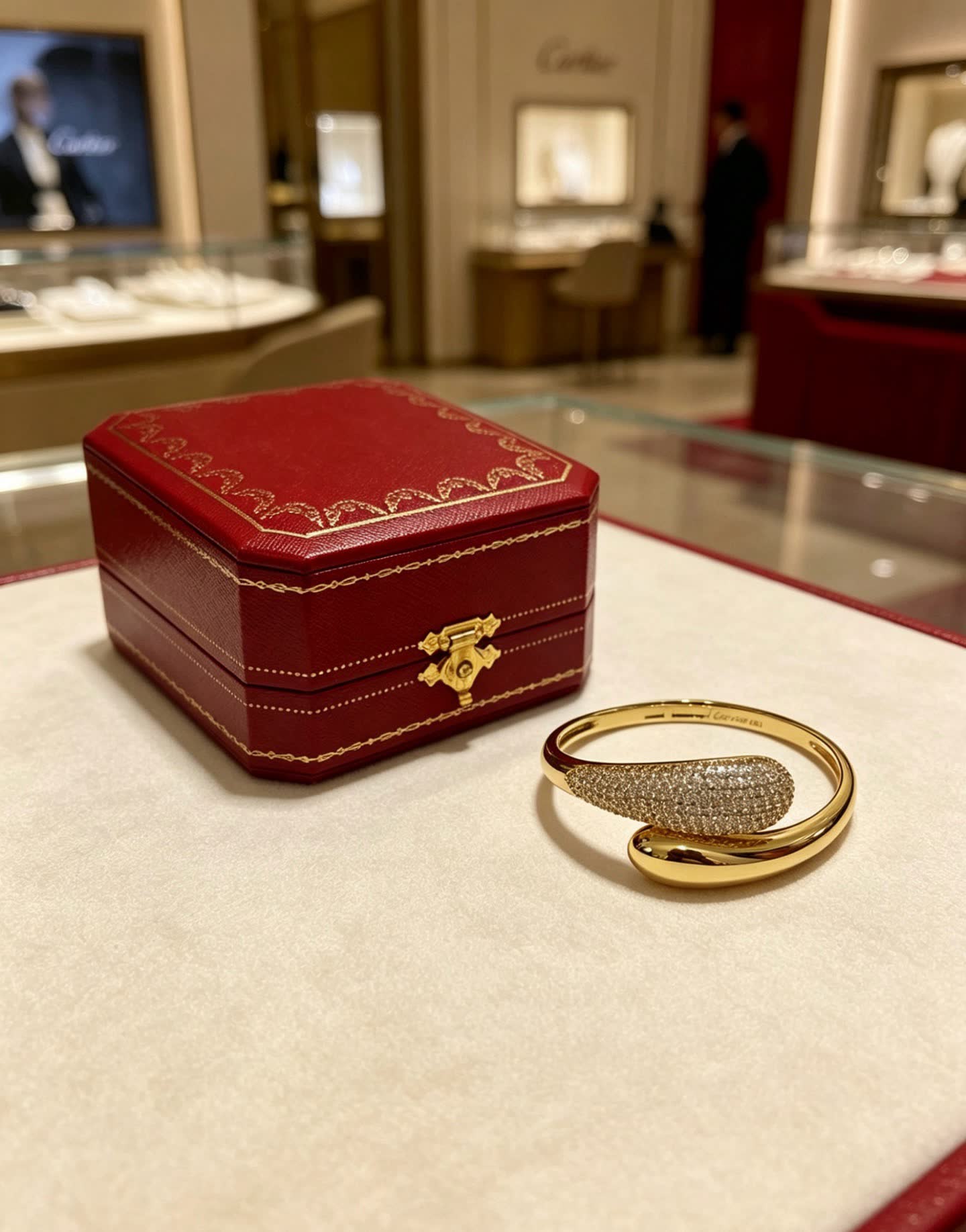 Cartier Gold and Diamond Bangle Bracelet
