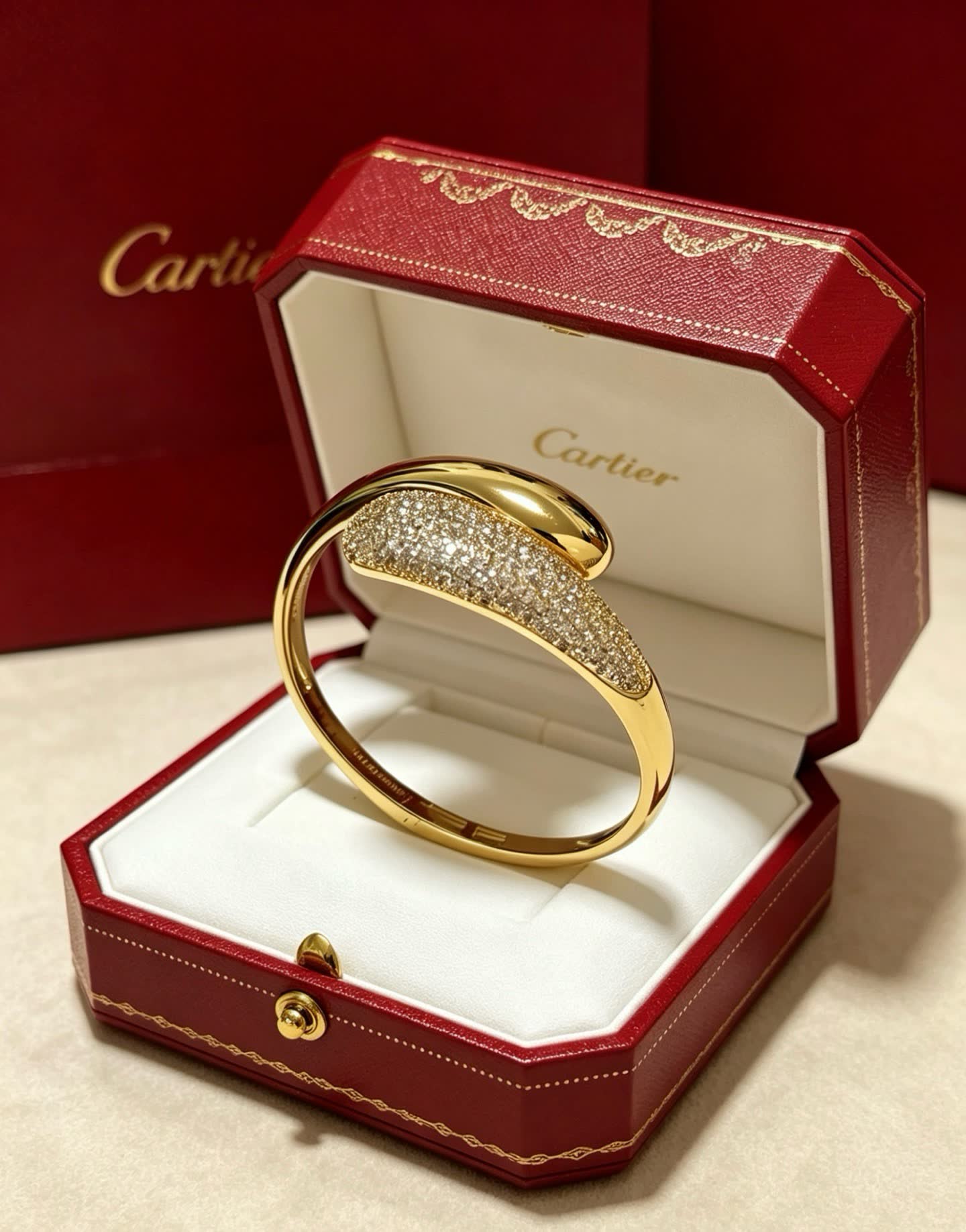 Cartier Gold and Diamond Bangle Bracelet