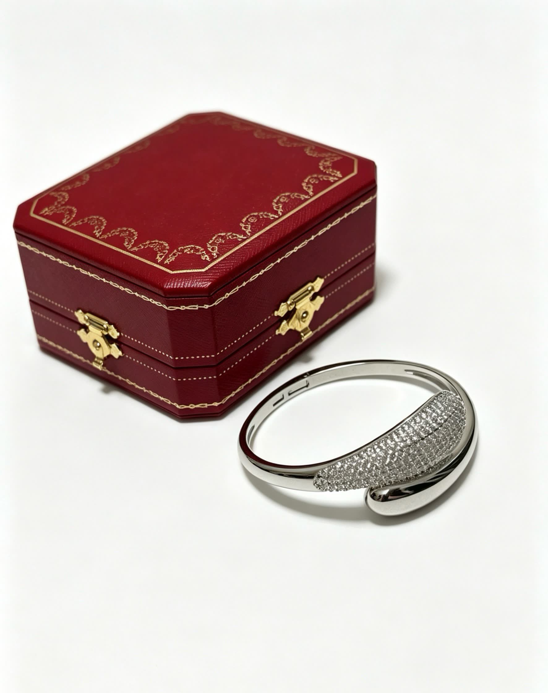 Cartier Elegant Silver Diamond Bangle Bracelet
